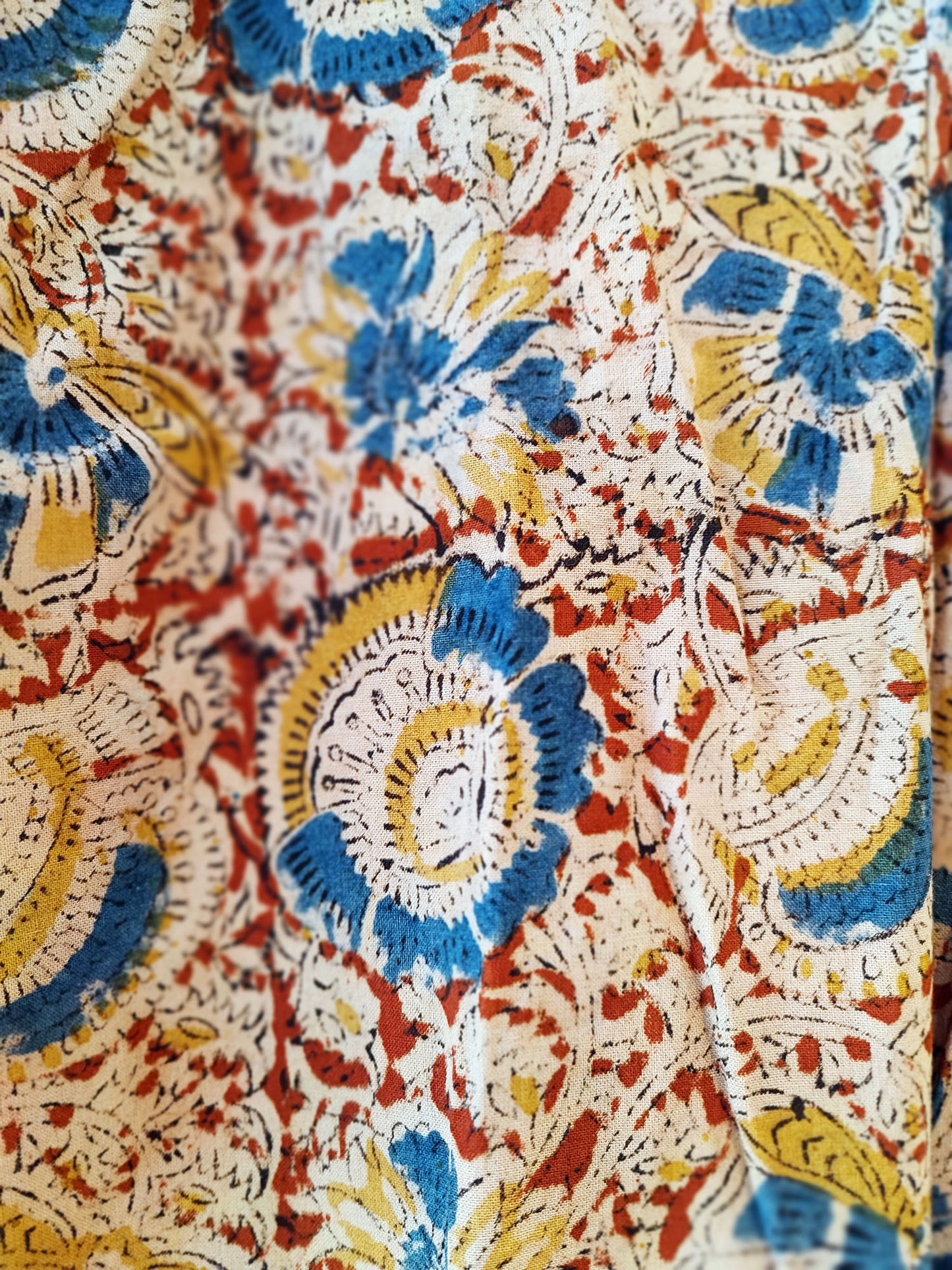 Multicolored Floral Handblock Printed Kalamkari Pants