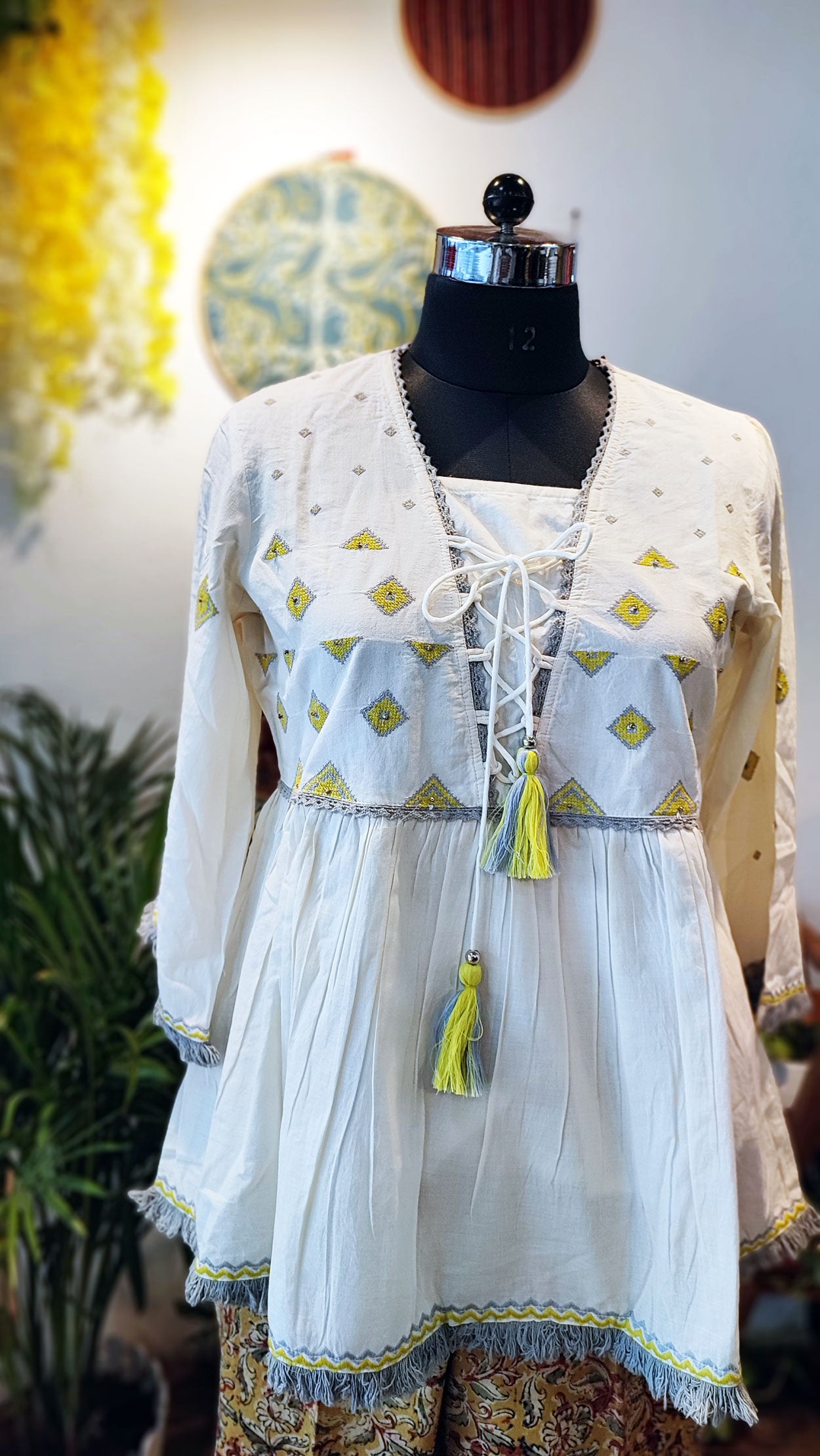 Moonlight White Embroided Cotton Mulmul Top