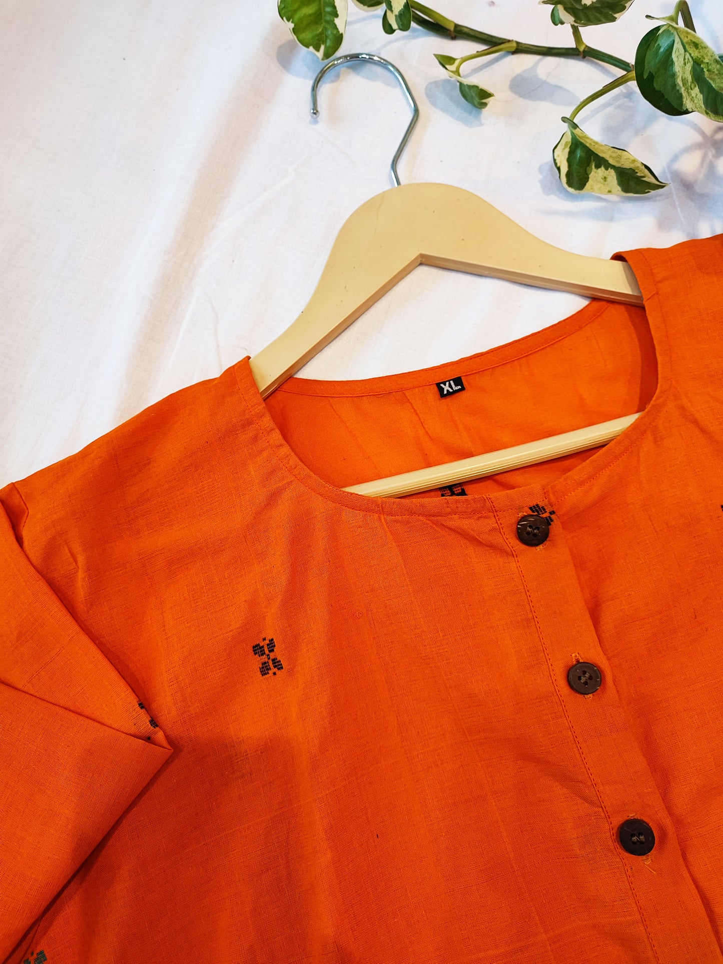 Solid Kesariya Embroided Cotton Contemporary Blouse/Crop Top