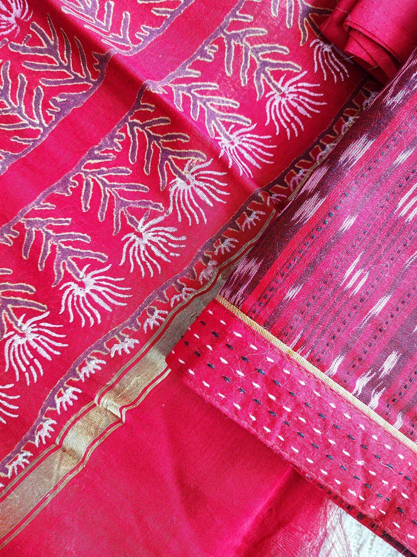 Scarlet Ikkat Shirt & Bottom With Chanderi Silk Handloom Dupatta