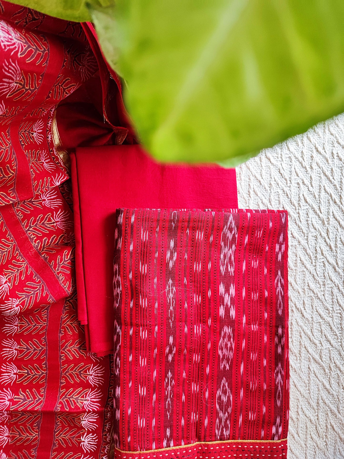 Scarlet Ikkat Shirt & Bottom With Chanderi Silk Handloom Dupatta