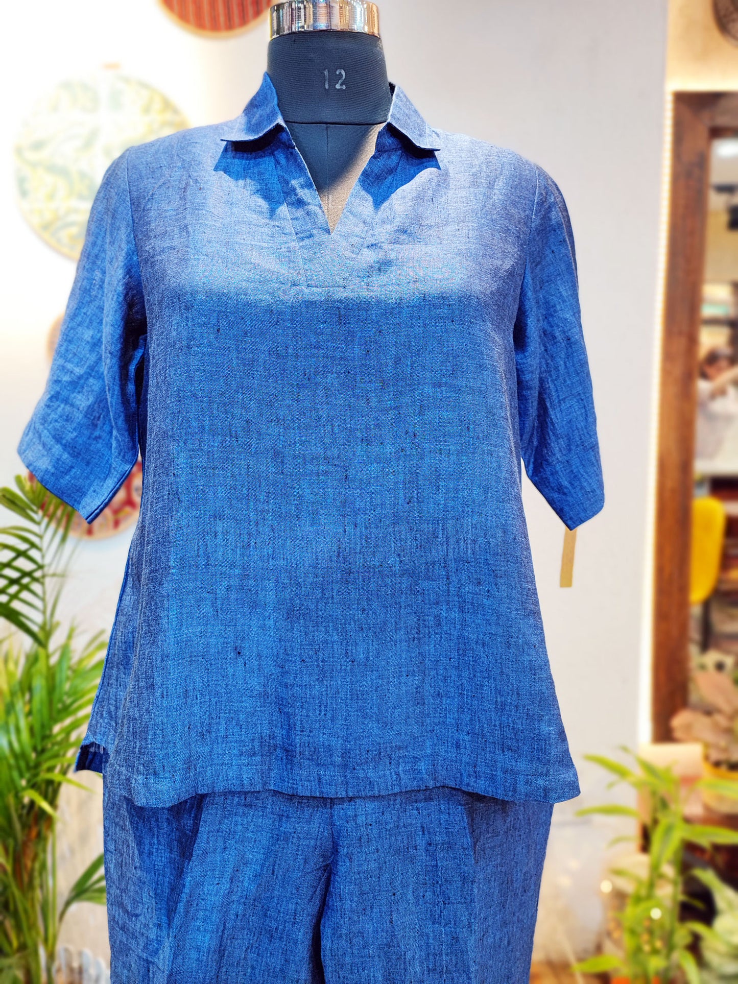 Steel Blue Linen Cord Set