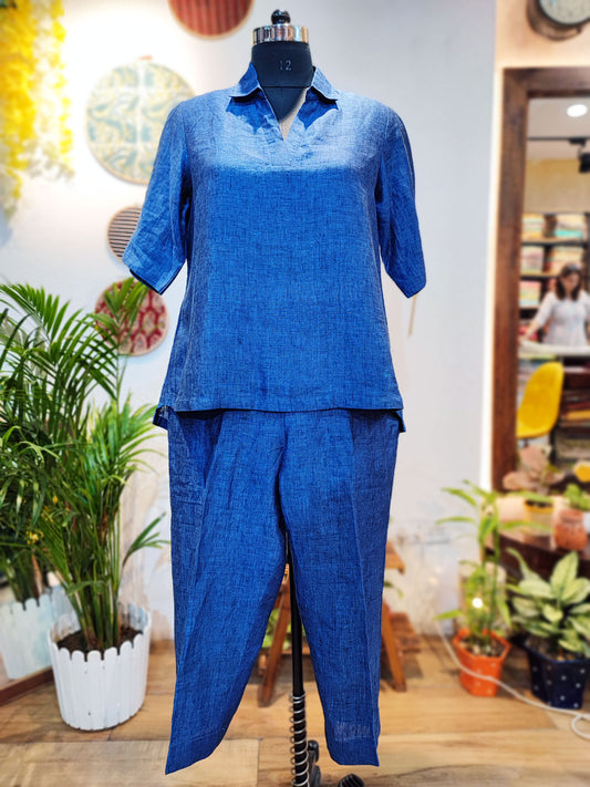 Steel Blue Linen Cord Set