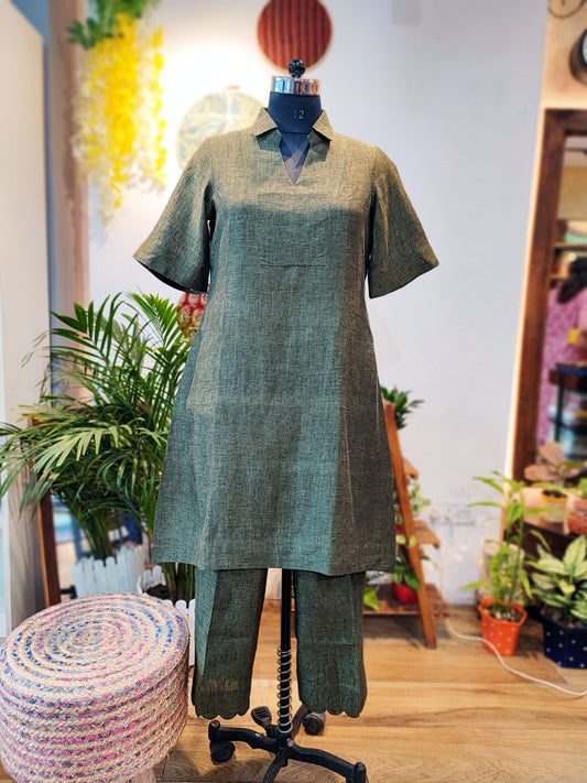Olive Green Linen Cord Set