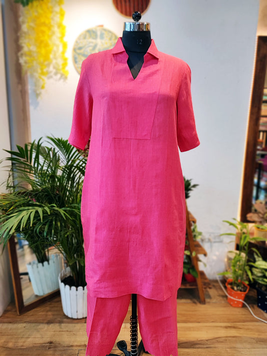 Coral Linen Cord Set