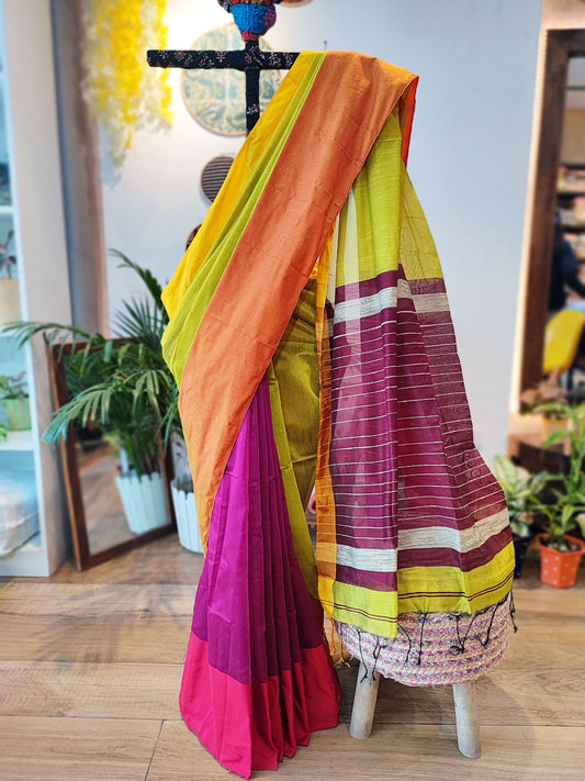 Multicolor Handloom Cotton Silk Saree