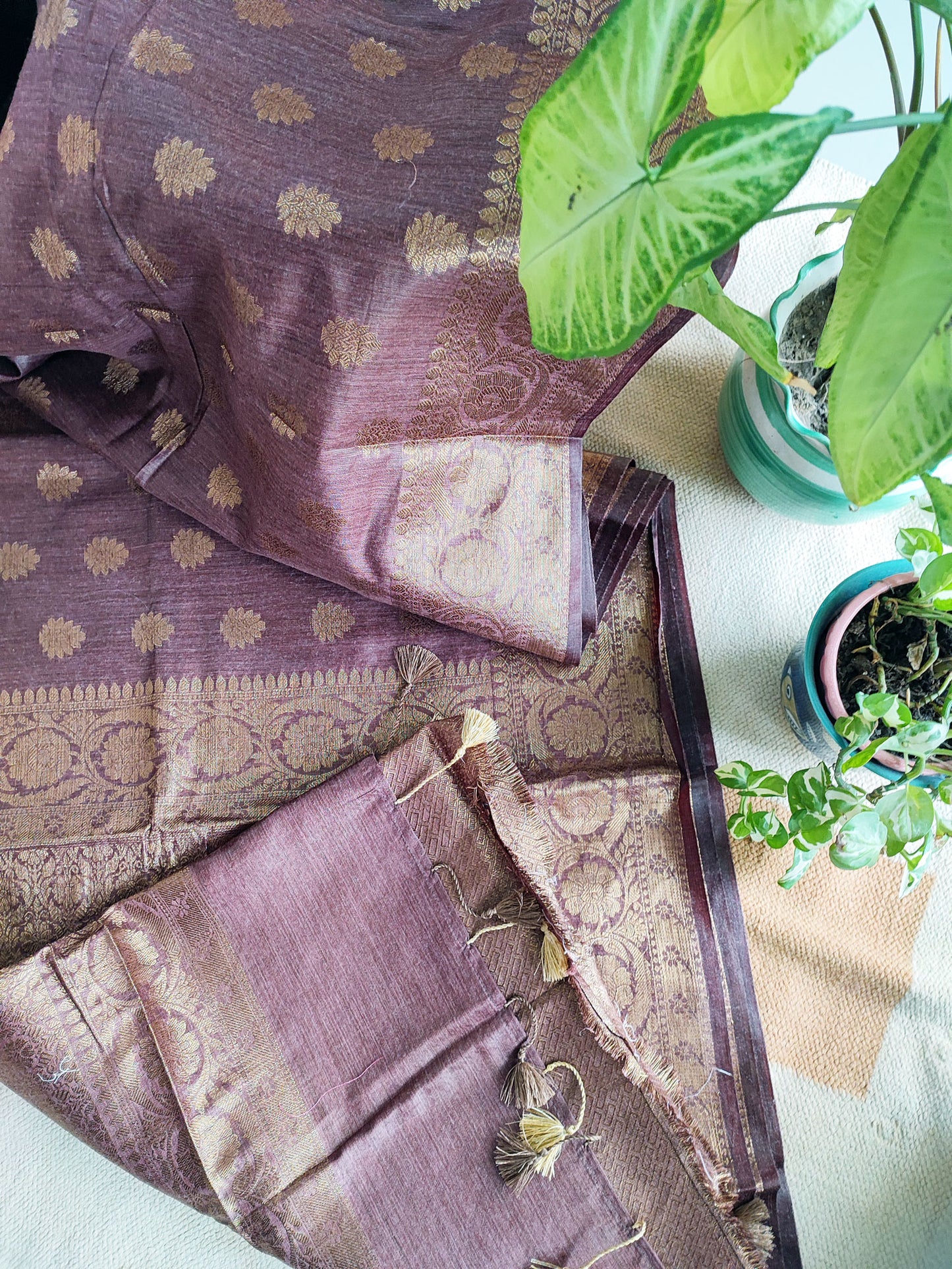 Grape Purple Handloom Baswada Silk Saree