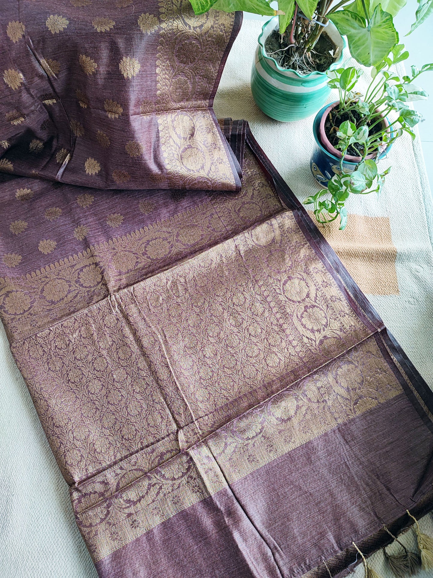 Grape Purple Handloom Baswada Silk Saree