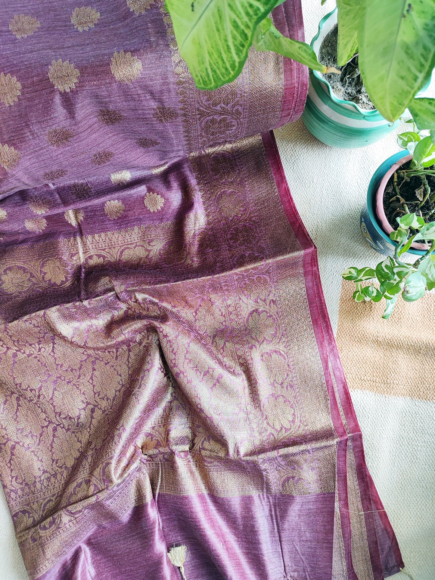 Mauve Handloom Baswada Silk Saree