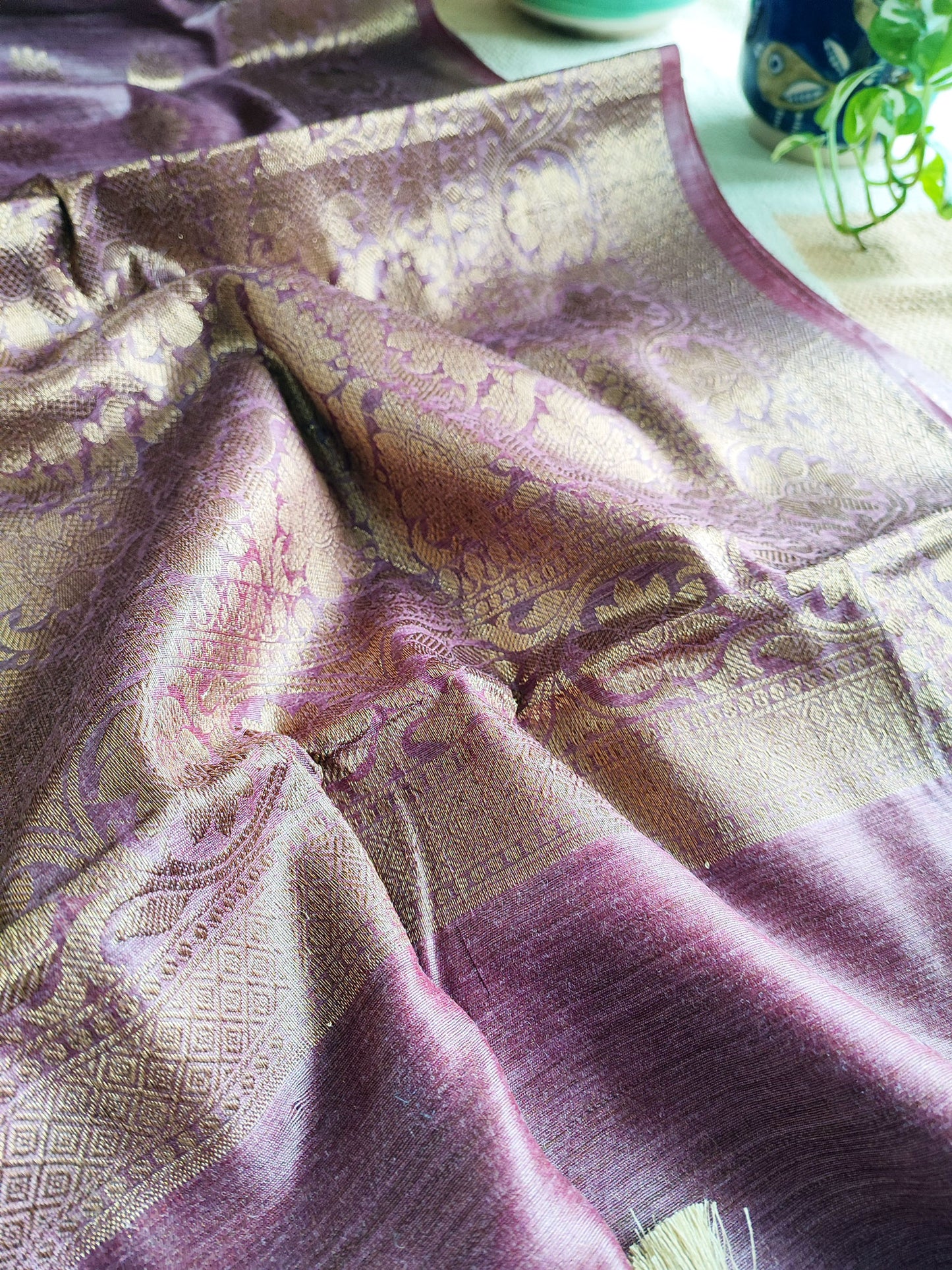 Mauve Handloom Baswada Silk Saree
