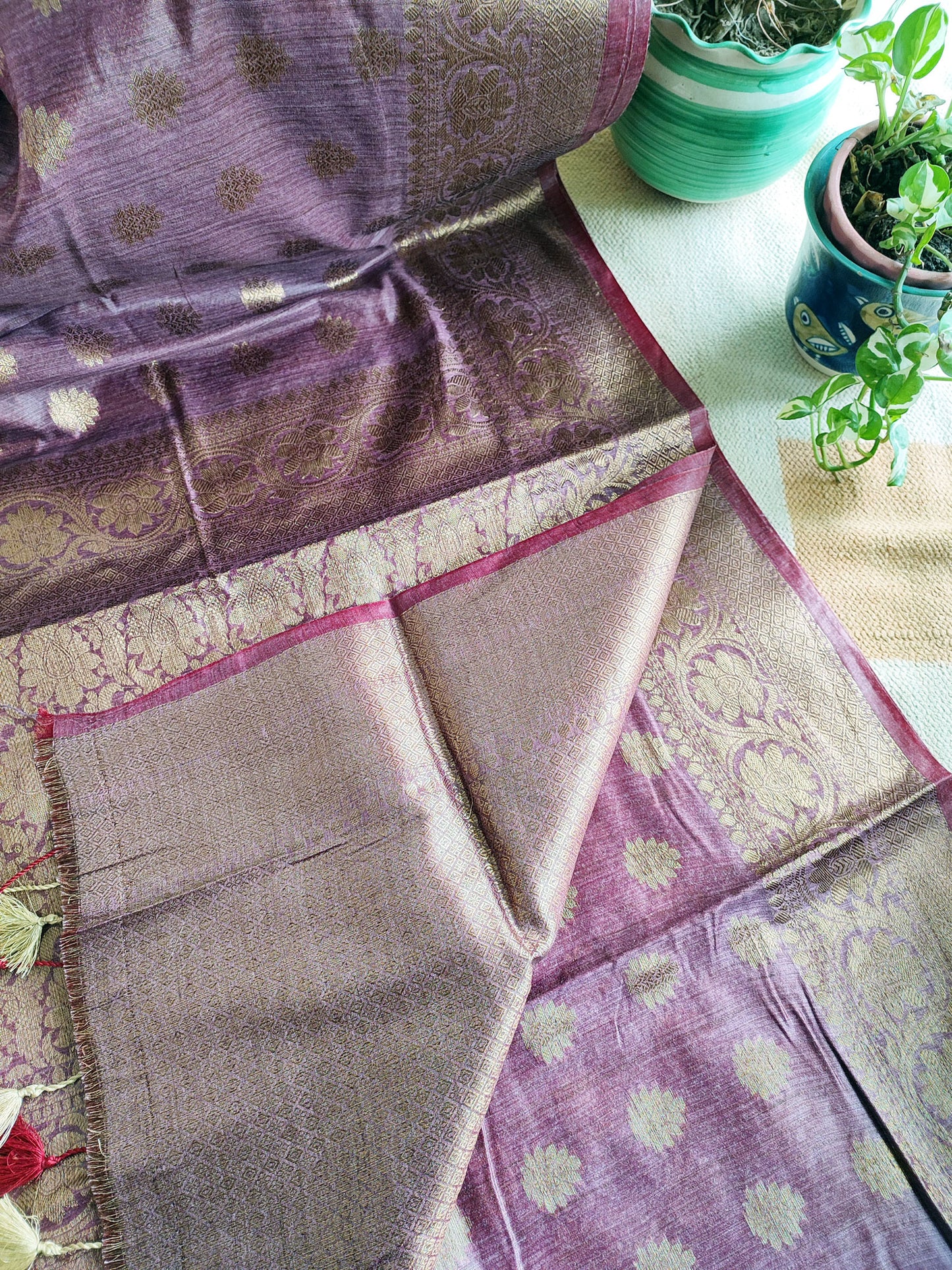 Mauve Handloom Baswada Silk Saree