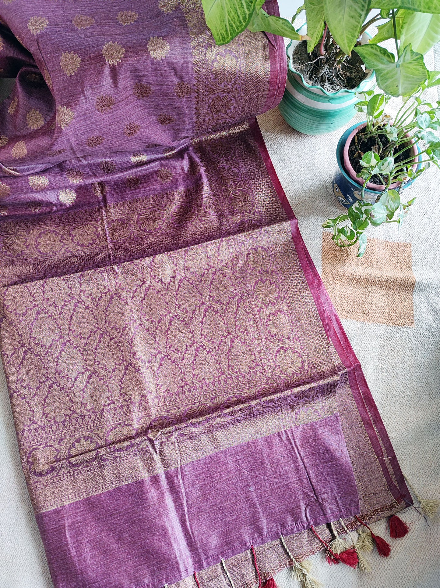 Mauve Handloom Baswada Silk Saree