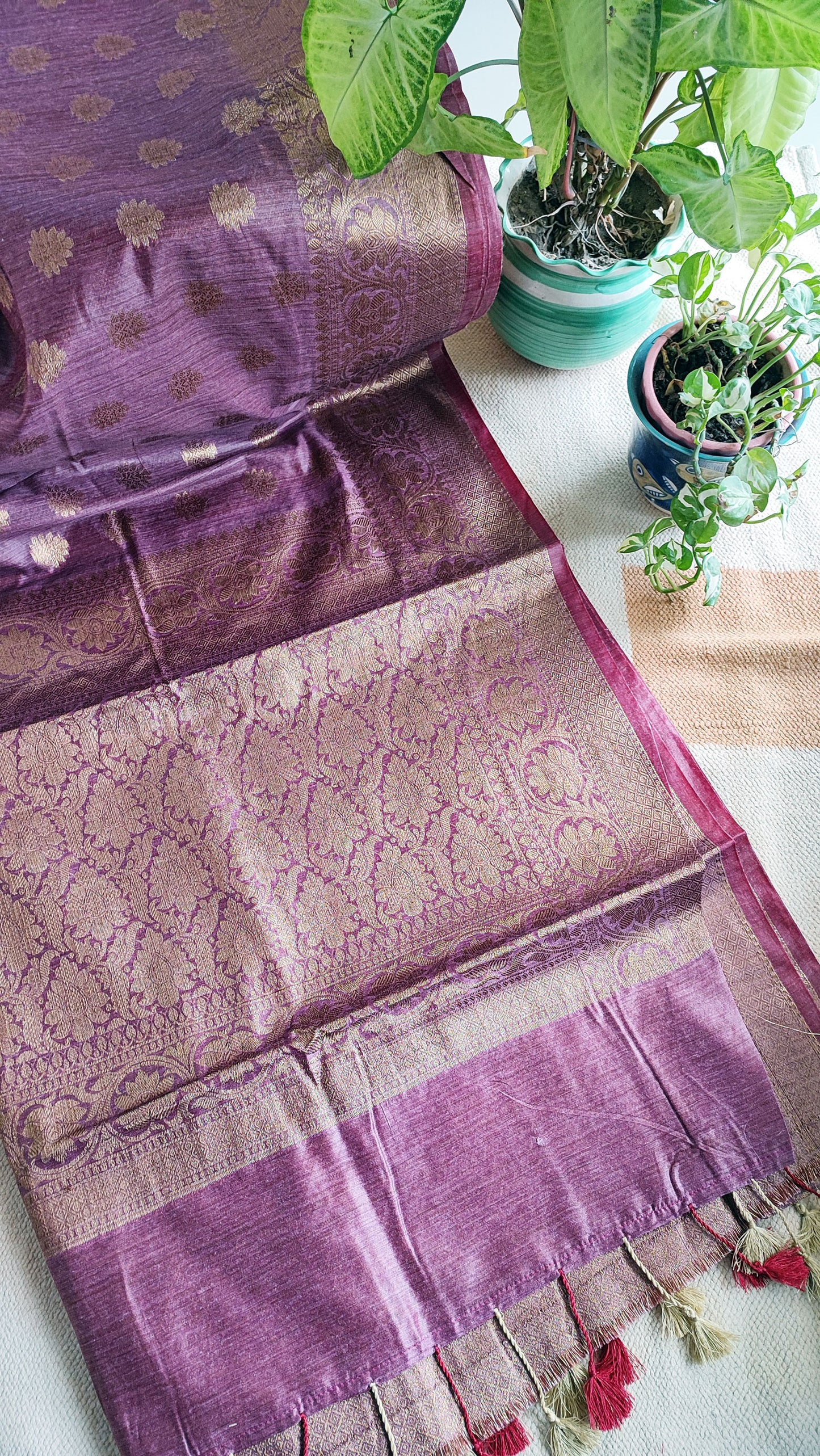 Mauve Handloom Baswada Silk Saree