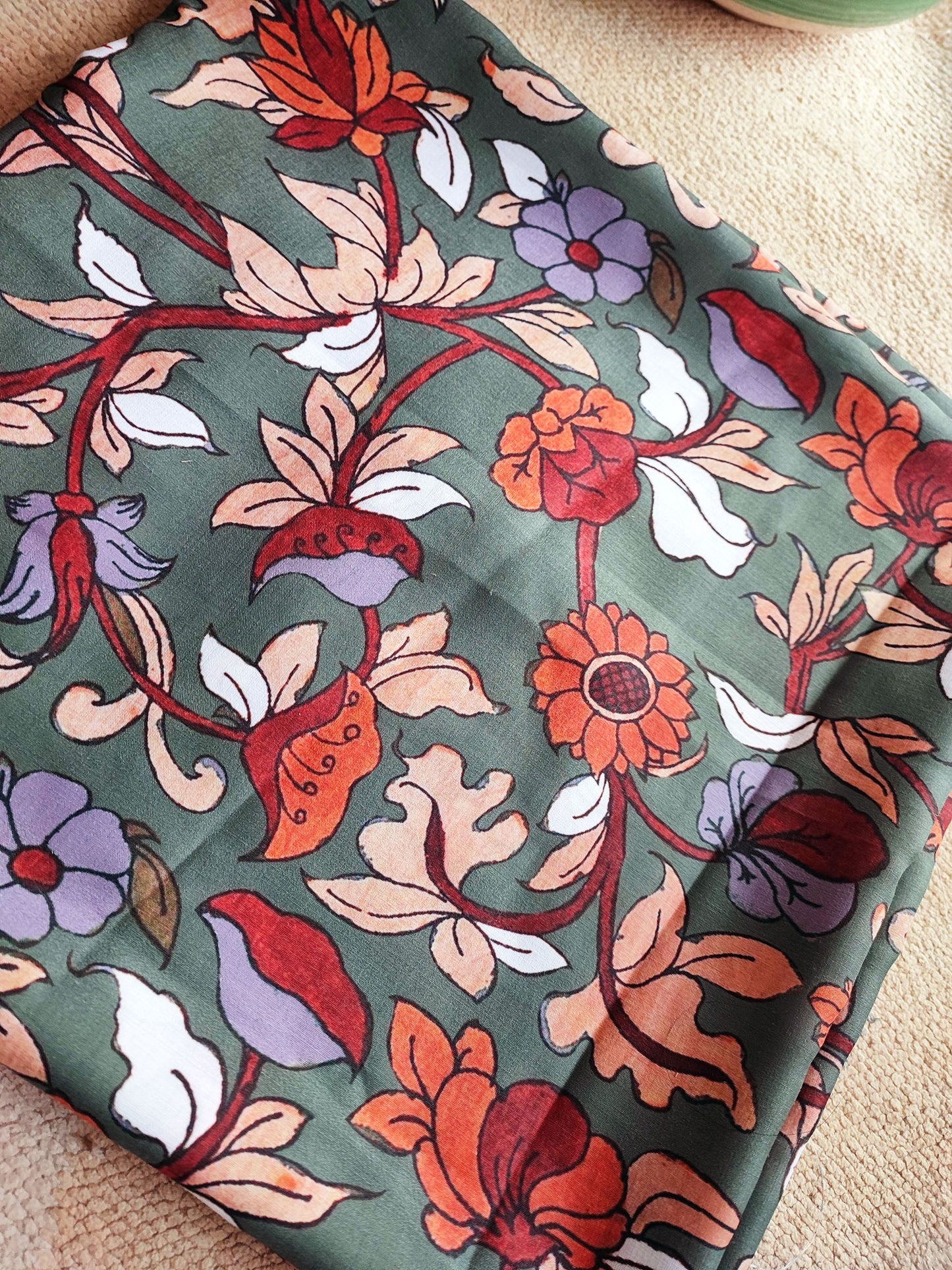 Multicolor Cotton Silk Kalamkari Printed Blouse Piece Material