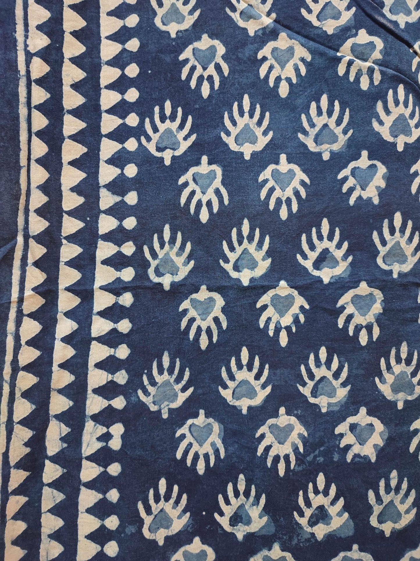 Indigo Handblock Print Cotton Suit Set with Kota Doria Dupatta