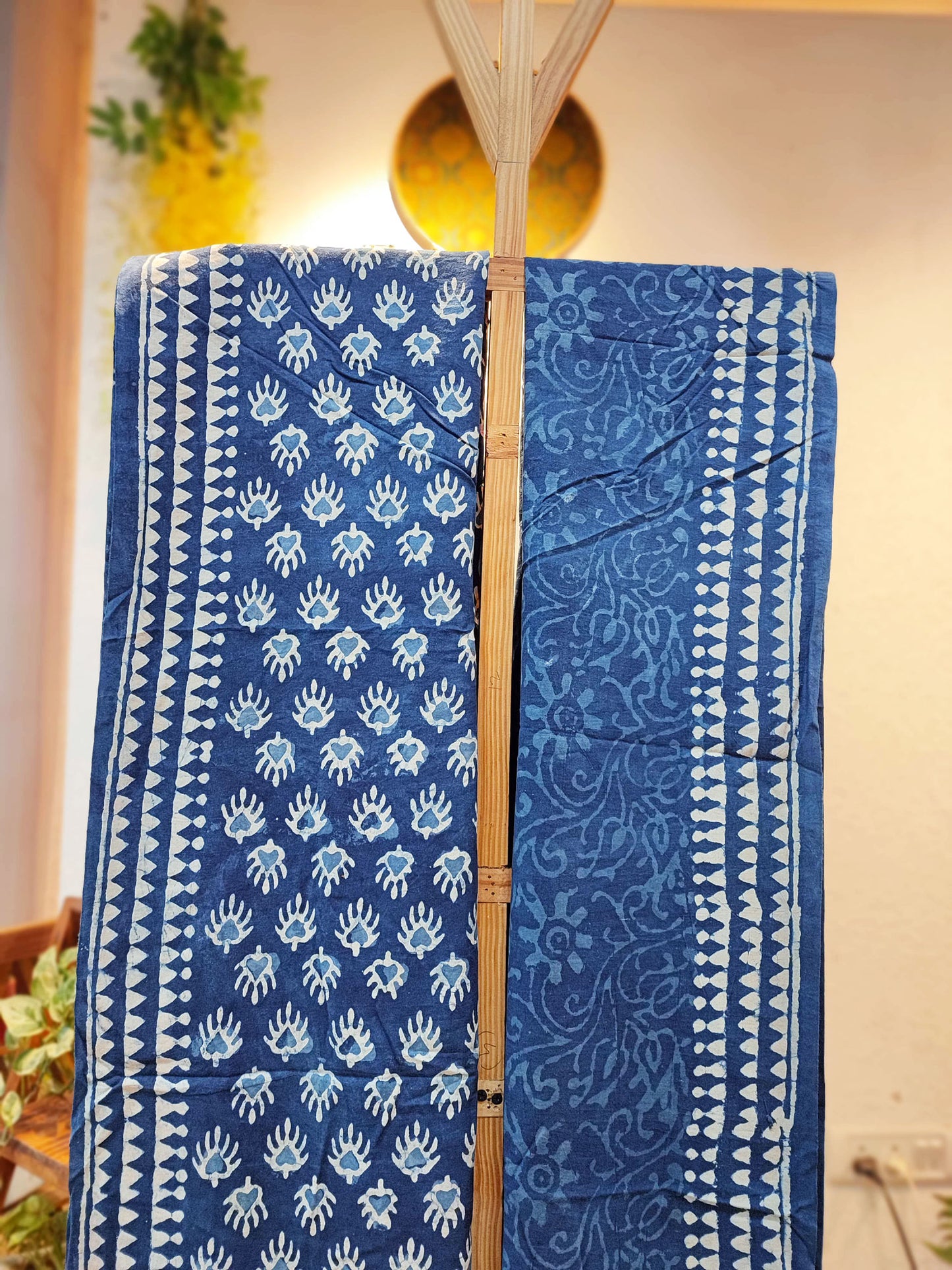 Indigo Handblock Print Cotton Suit Set with Kota Doria Dupatta