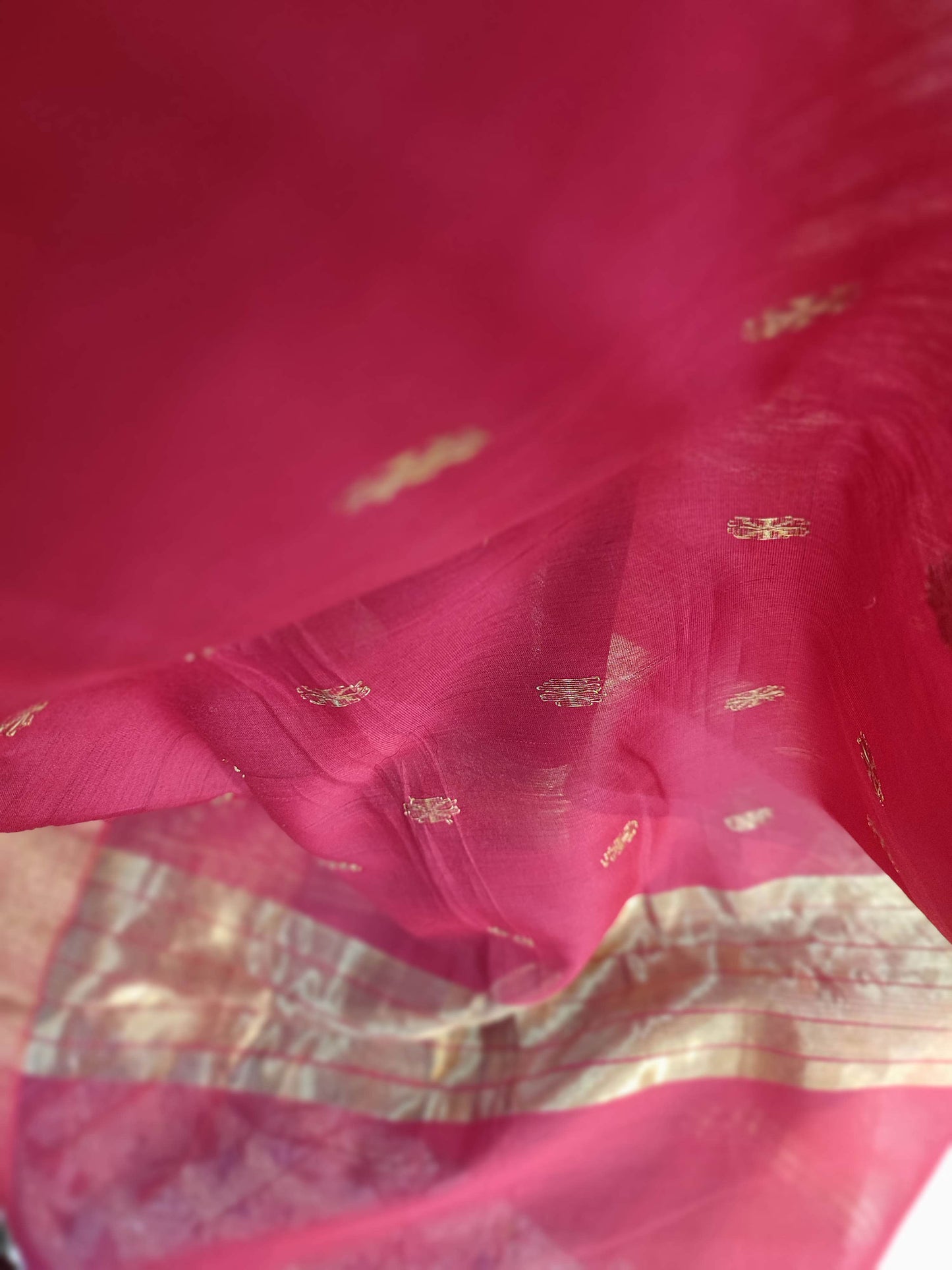 Ruby Maheshwari Silk Saree with Broad Zari Border