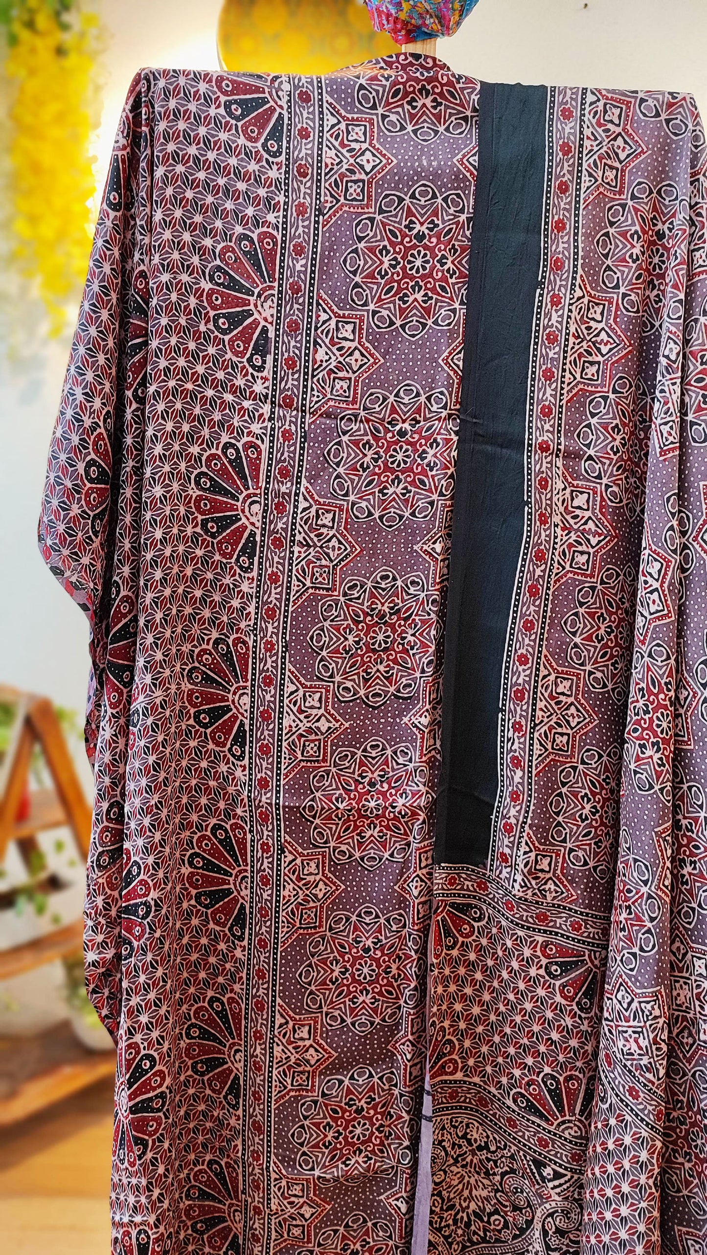 Lilac & Black Premium Ajrakh Modal Silk Handblock Printed Suit Set