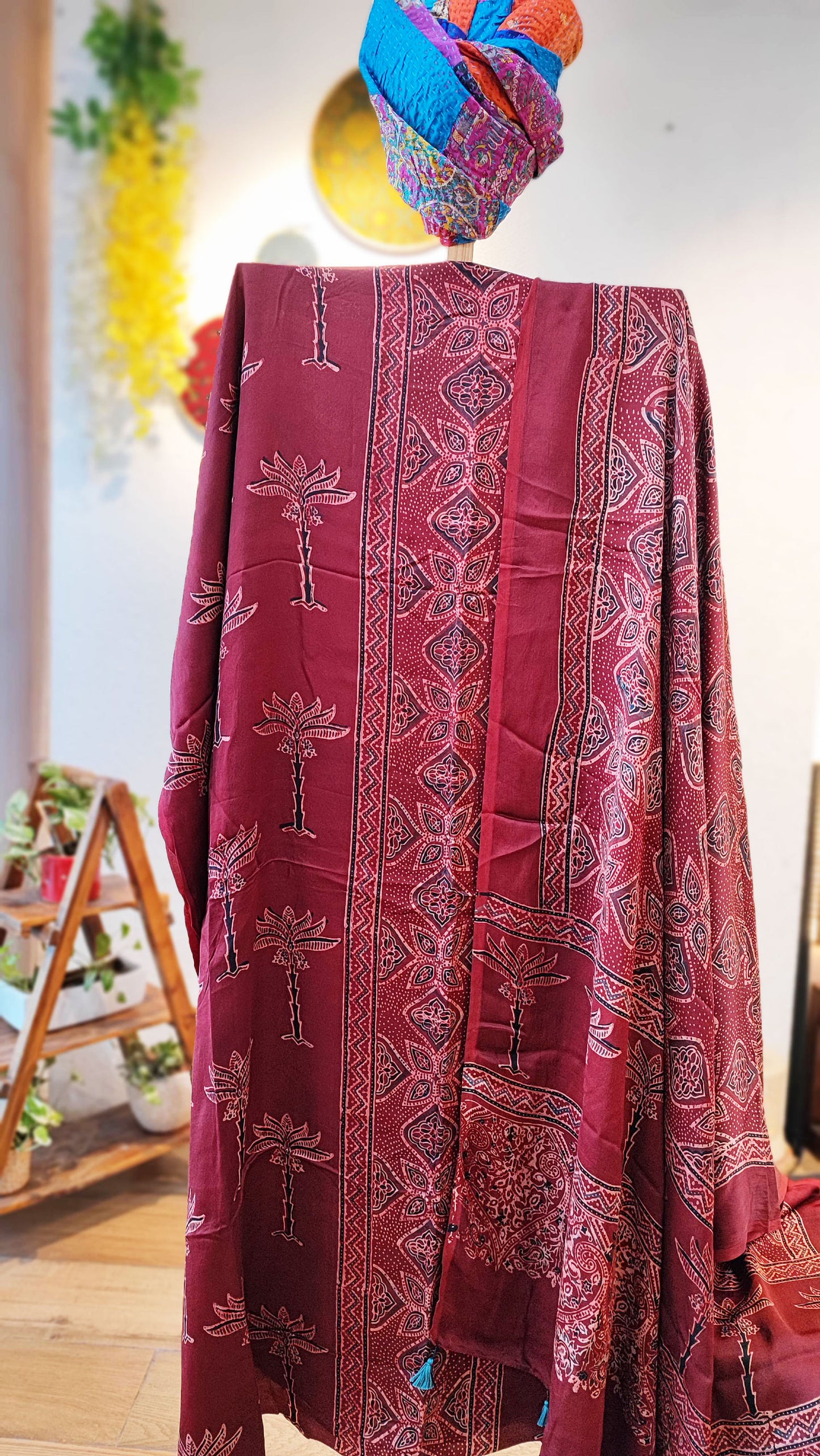 Berry Red Premium Ajrakh Modal Silk Handblock Printed Suit Set