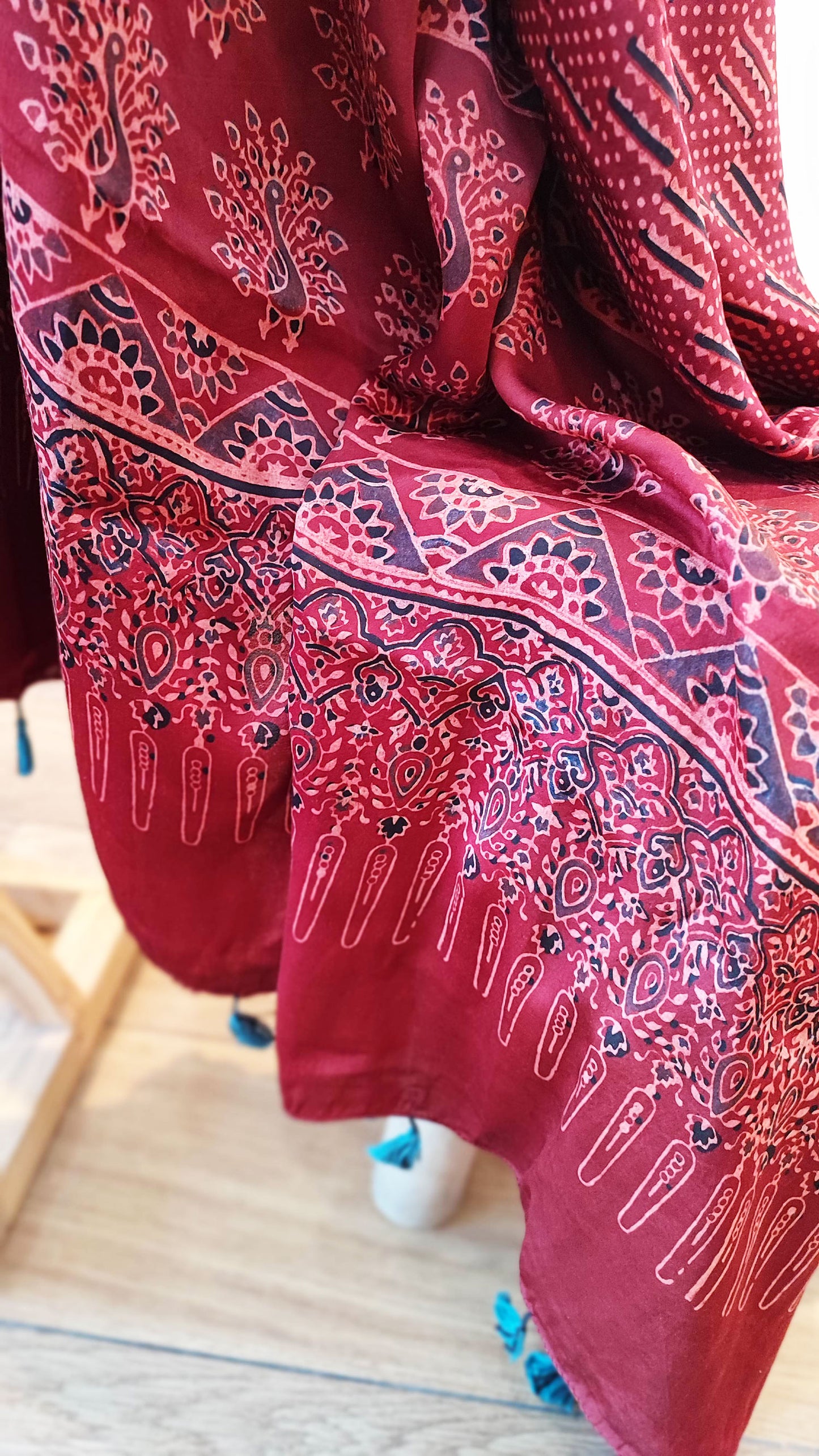 Cherry Red Premium Ajrakh Modal Silk Handblock Printed Suit Set
