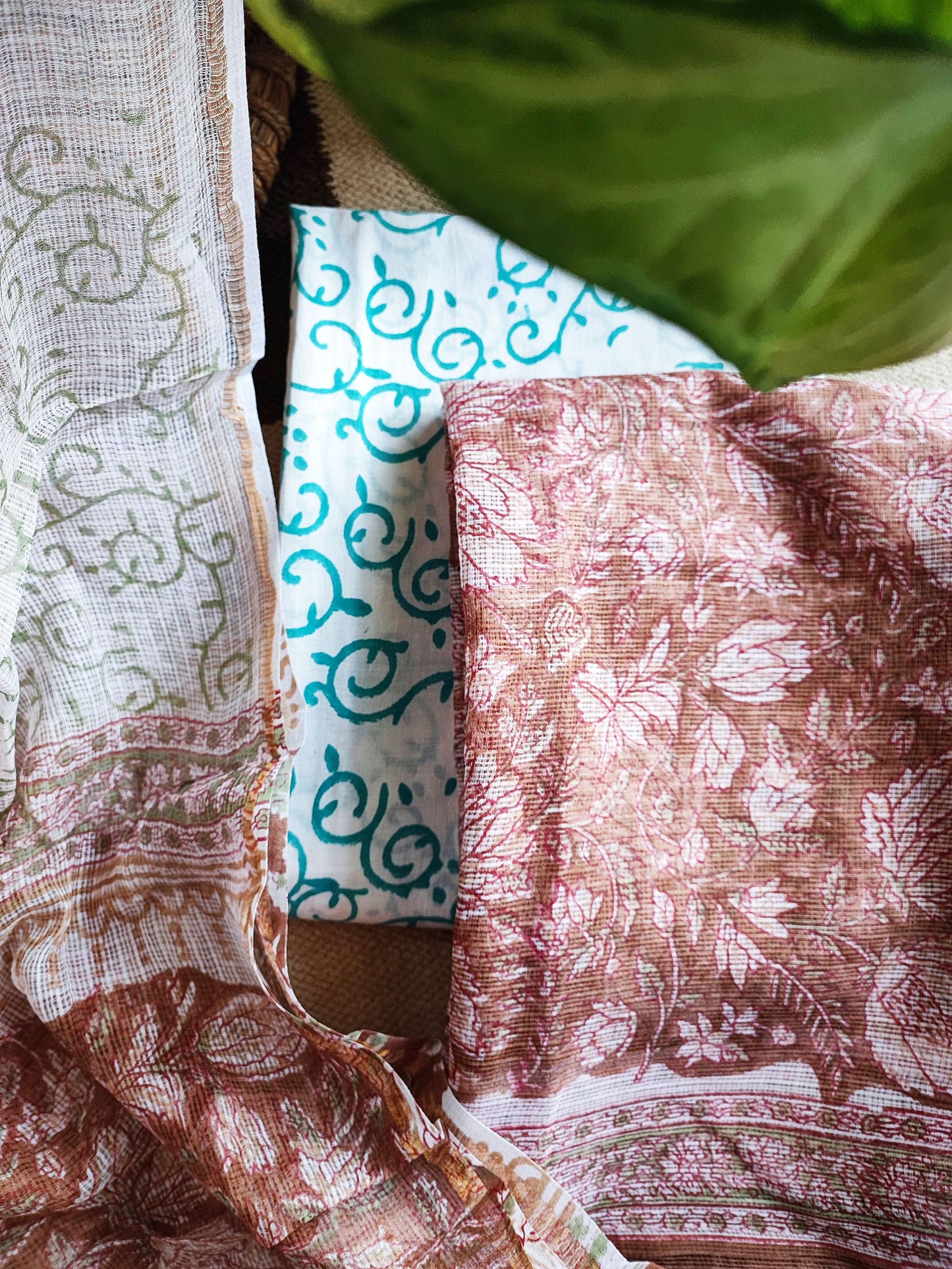 Rust & White Block Print Kota Suit Set