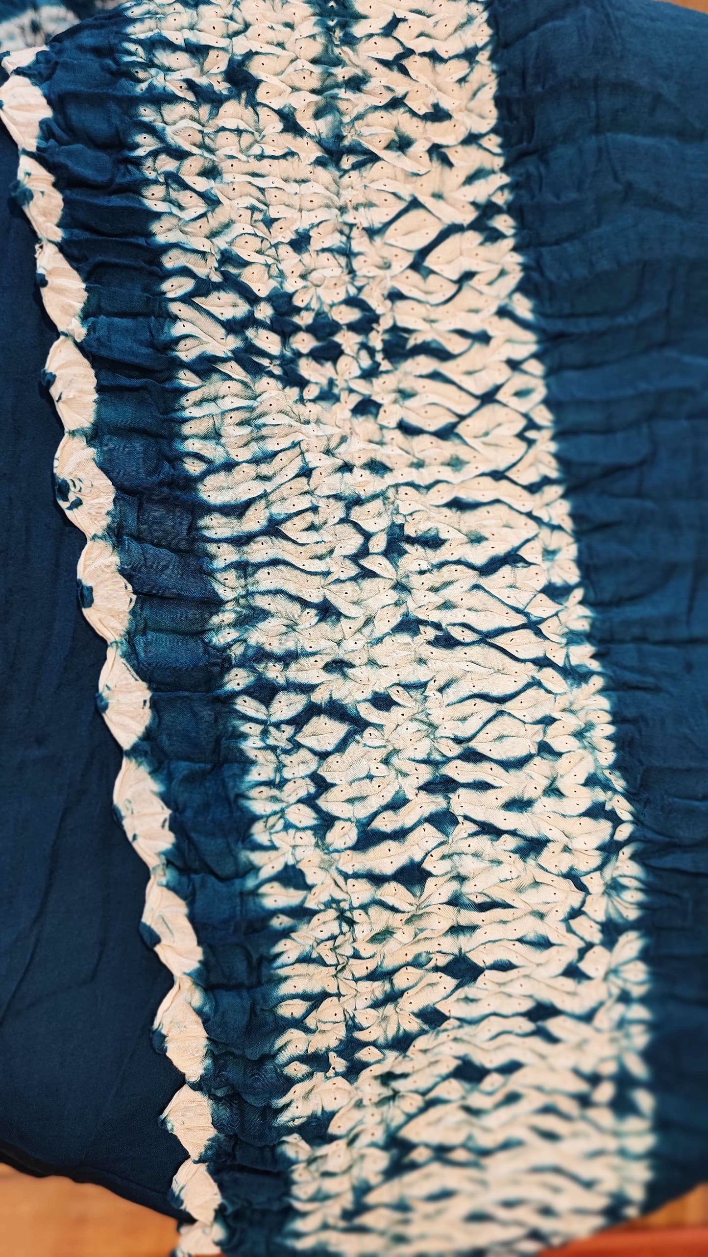 Aegean Blue Bandhej Modal Silk Saree