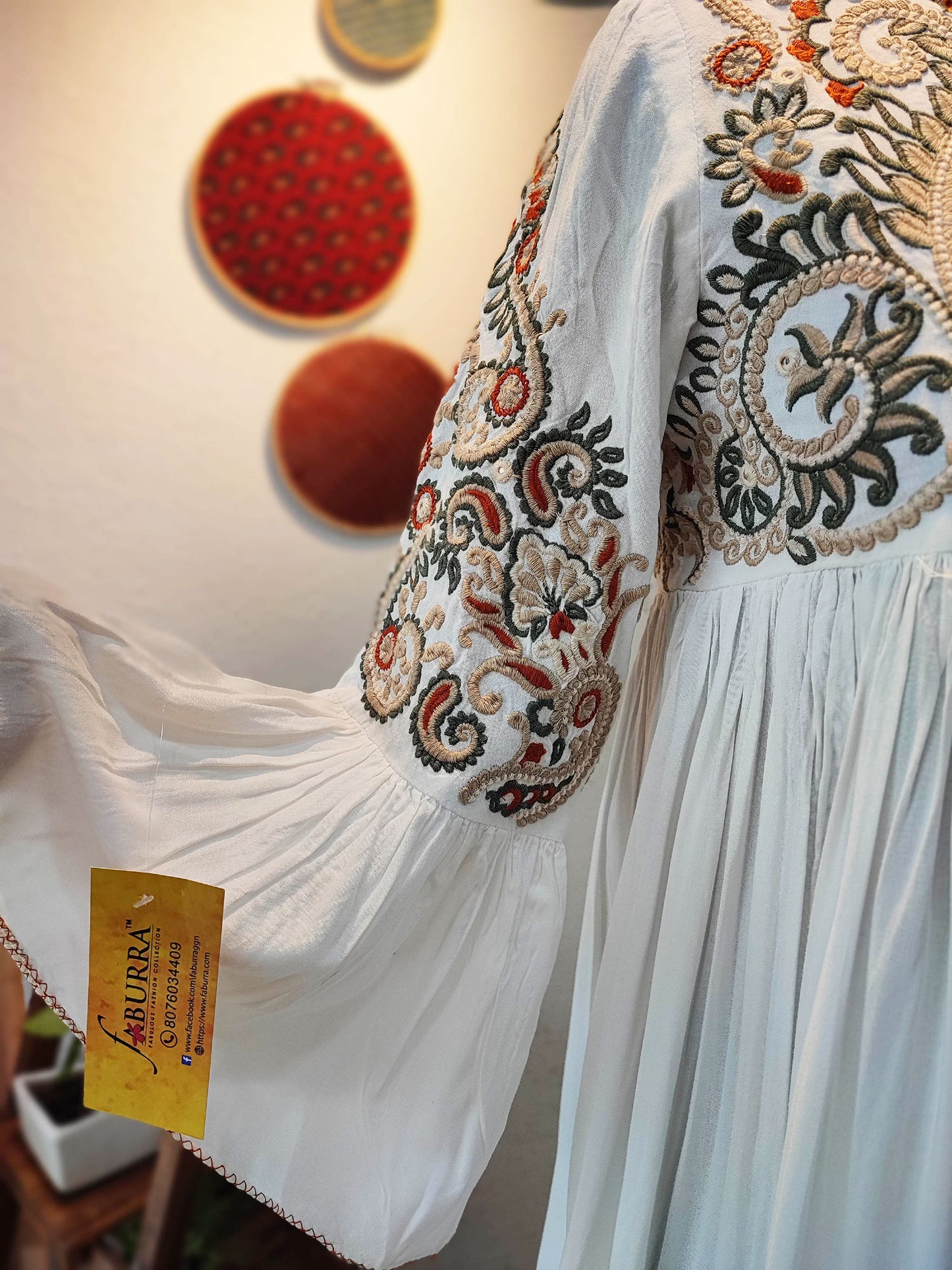White Cotton Dress With Ornate Embroidery