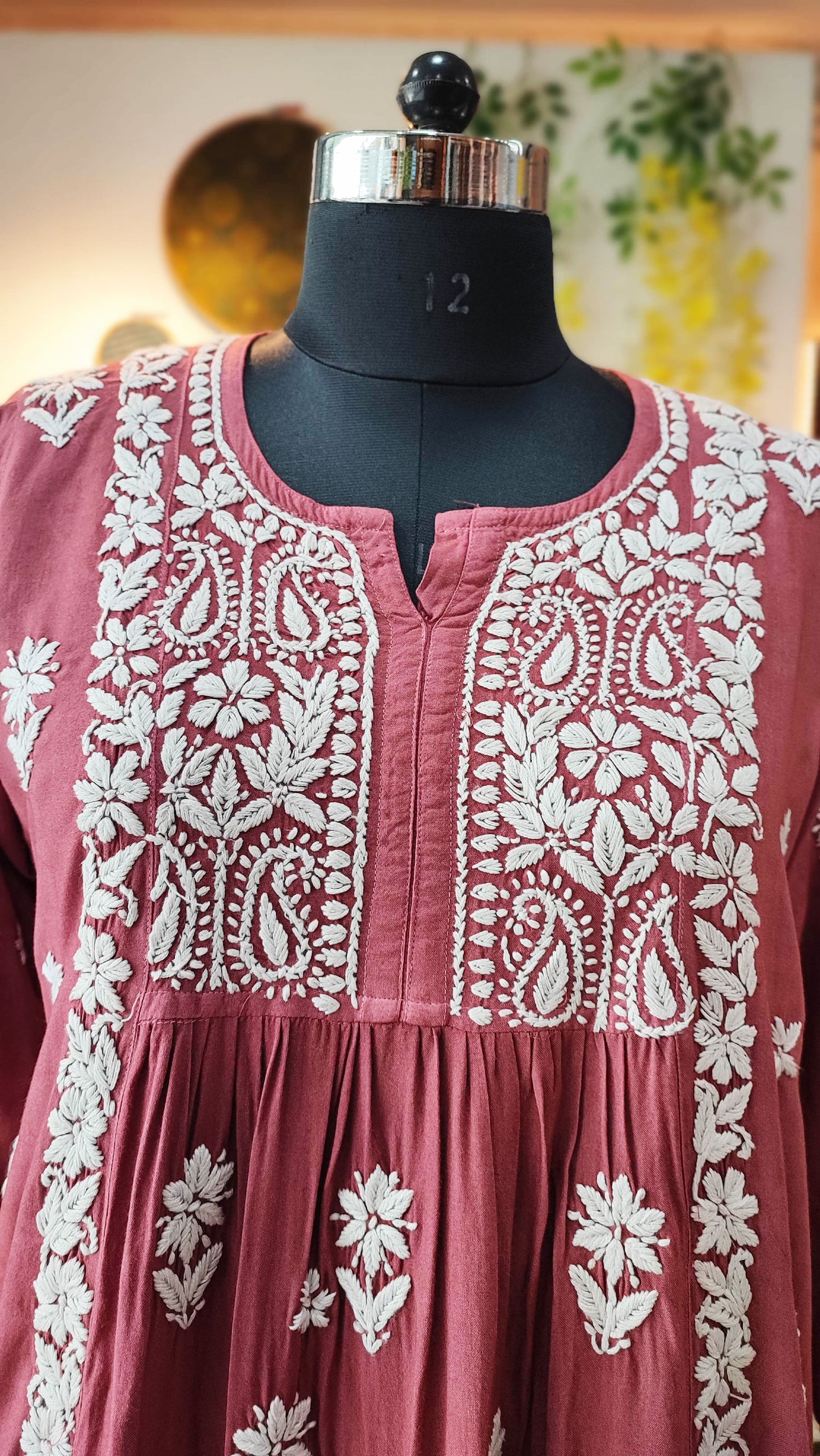 Rust Maroon Lucknowi Chikankari Soft Cotton Kurta