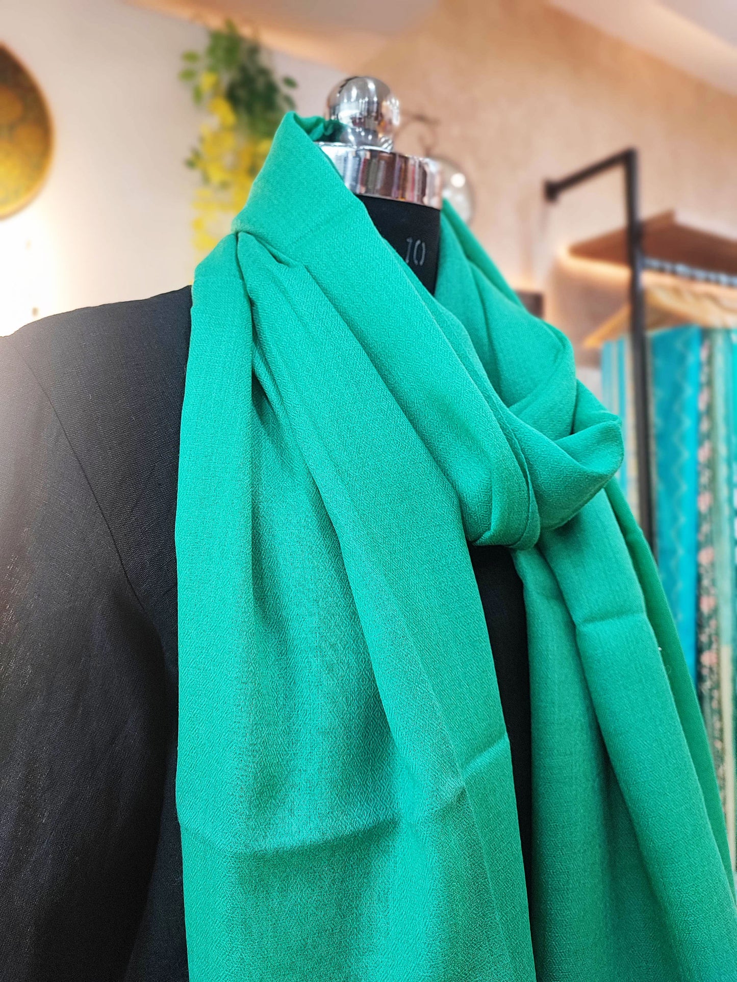 Caribbean Green Plain Fine Wool Pashmina Stole