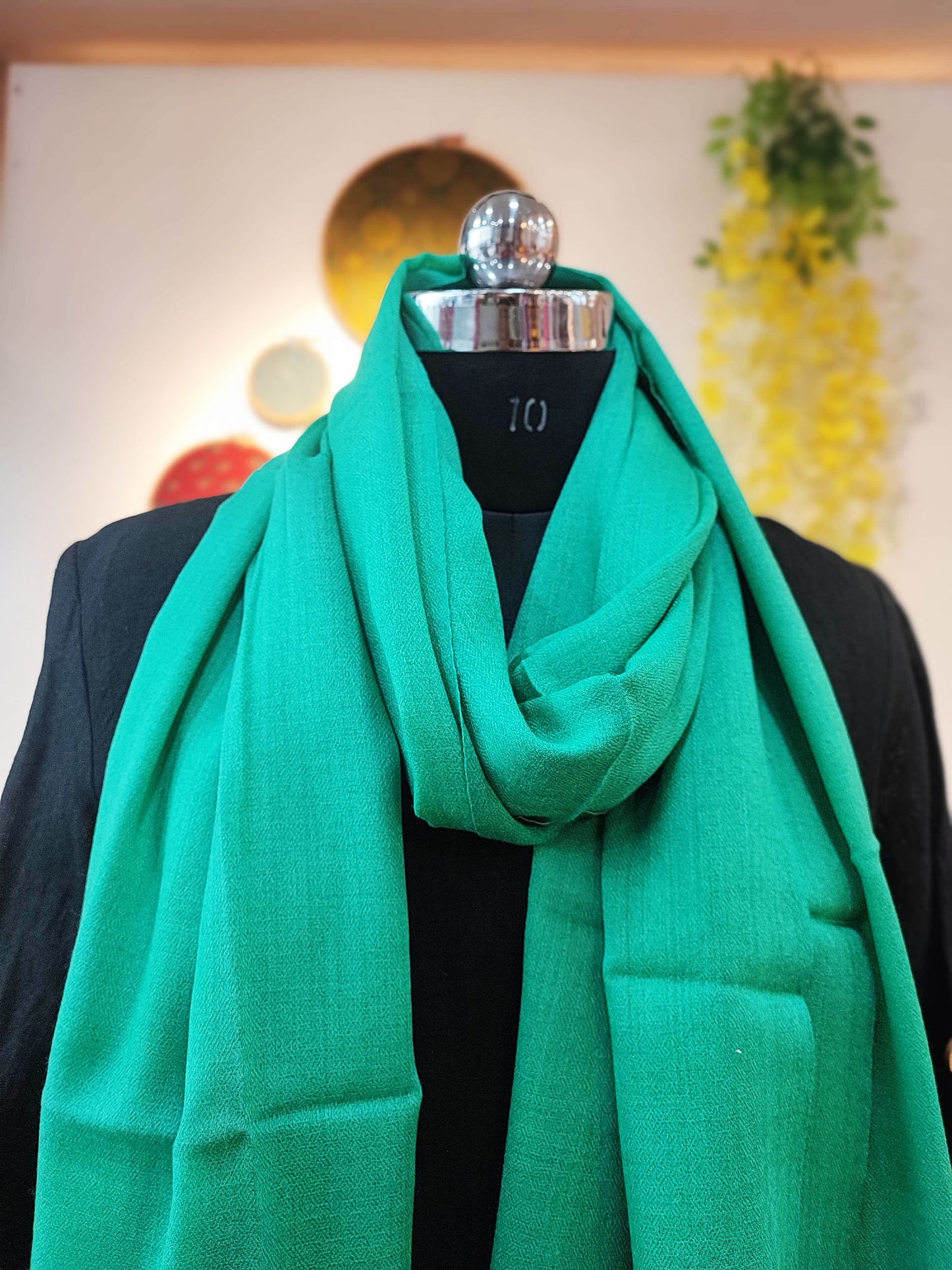 Caribbean Green Plain Fine Wool Pashmina Stole