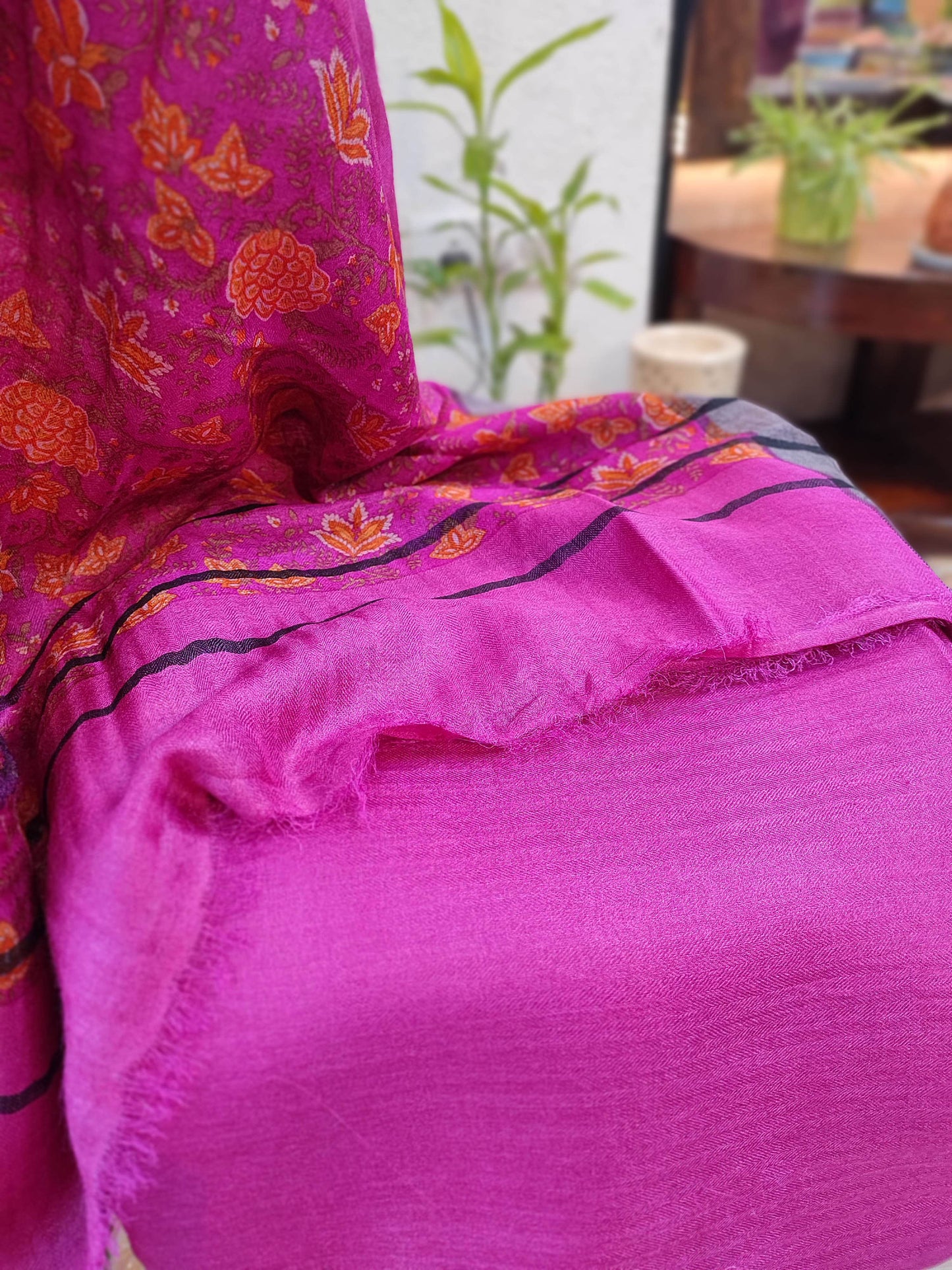 Magenta Pure Pashmina Printed Silk Suit