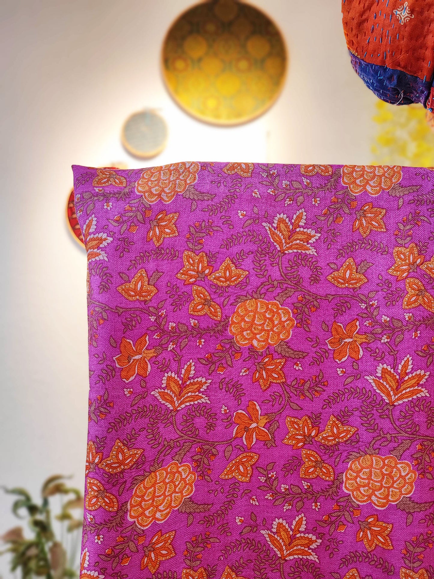 Magenta Pure Pashmina Printed Silk Suit