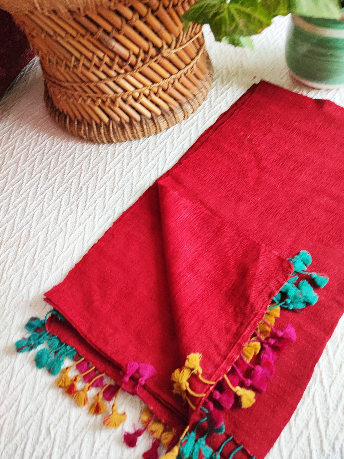Scarlet Pure Wool Woven Handloom Stole