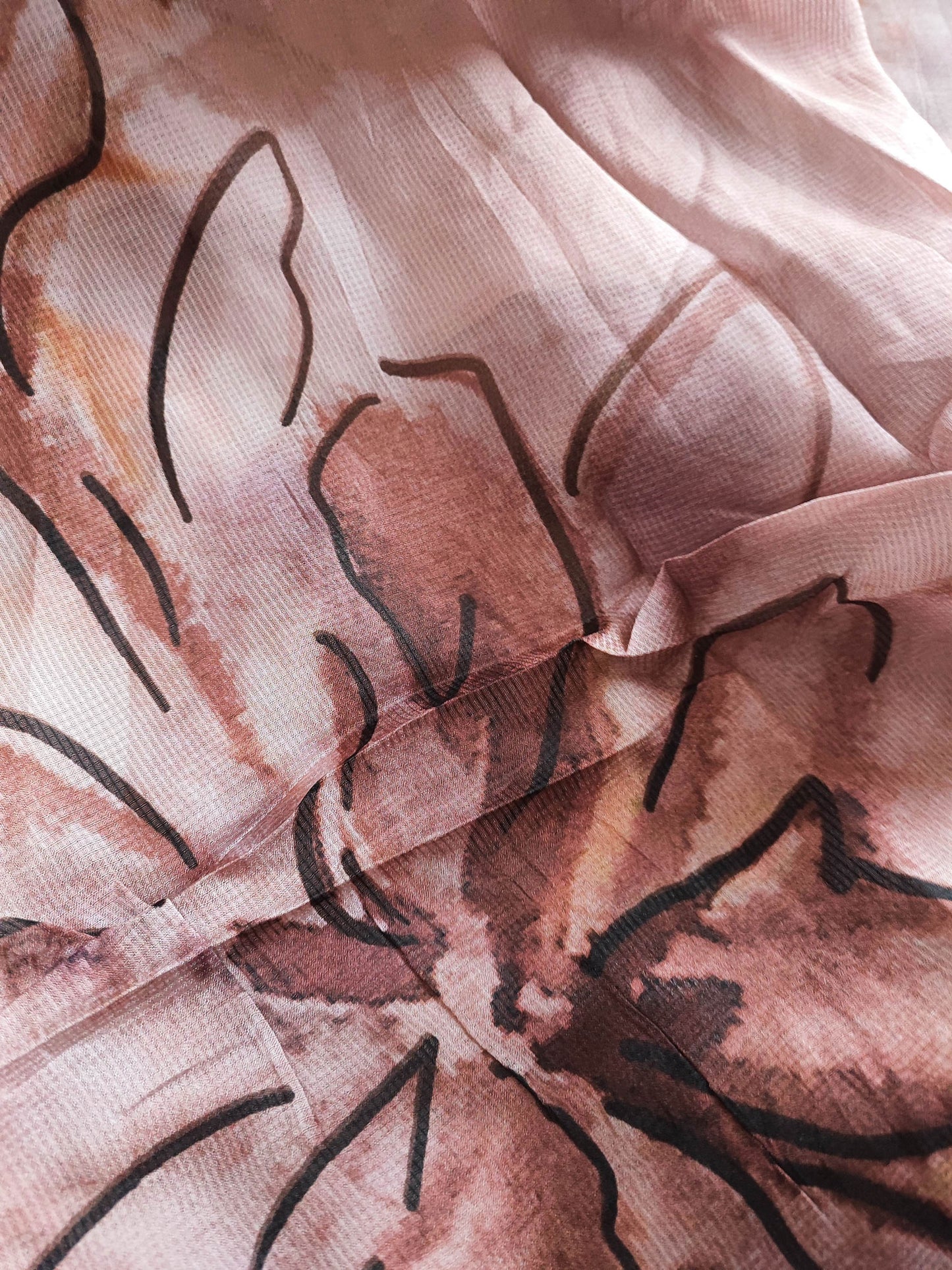 Flowy Semi-Crepe Suit with Digital Print and Light Zari Work