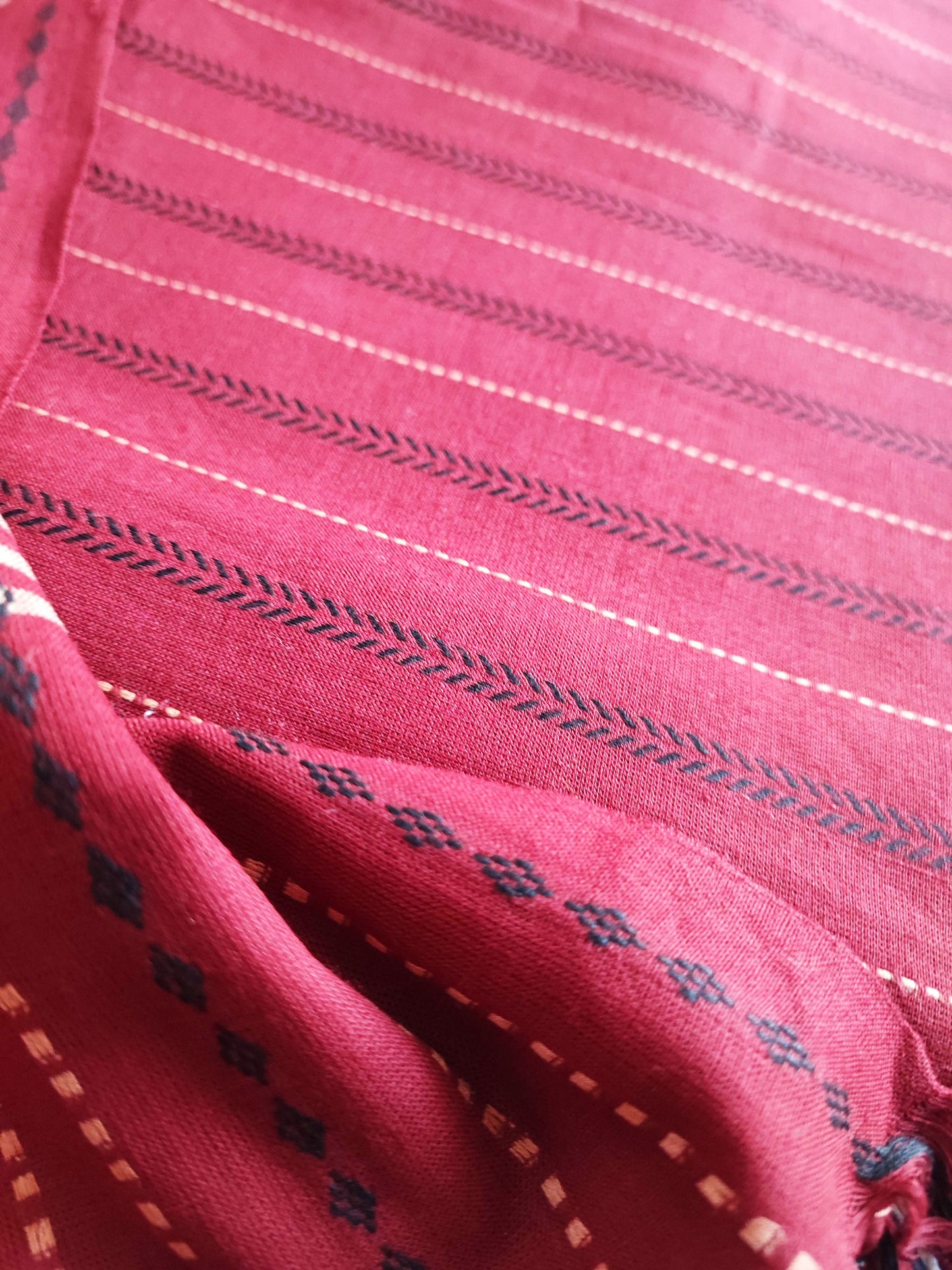 Handloom Pure Cotton Self Weaving Suit Set With Kalamkari Pants