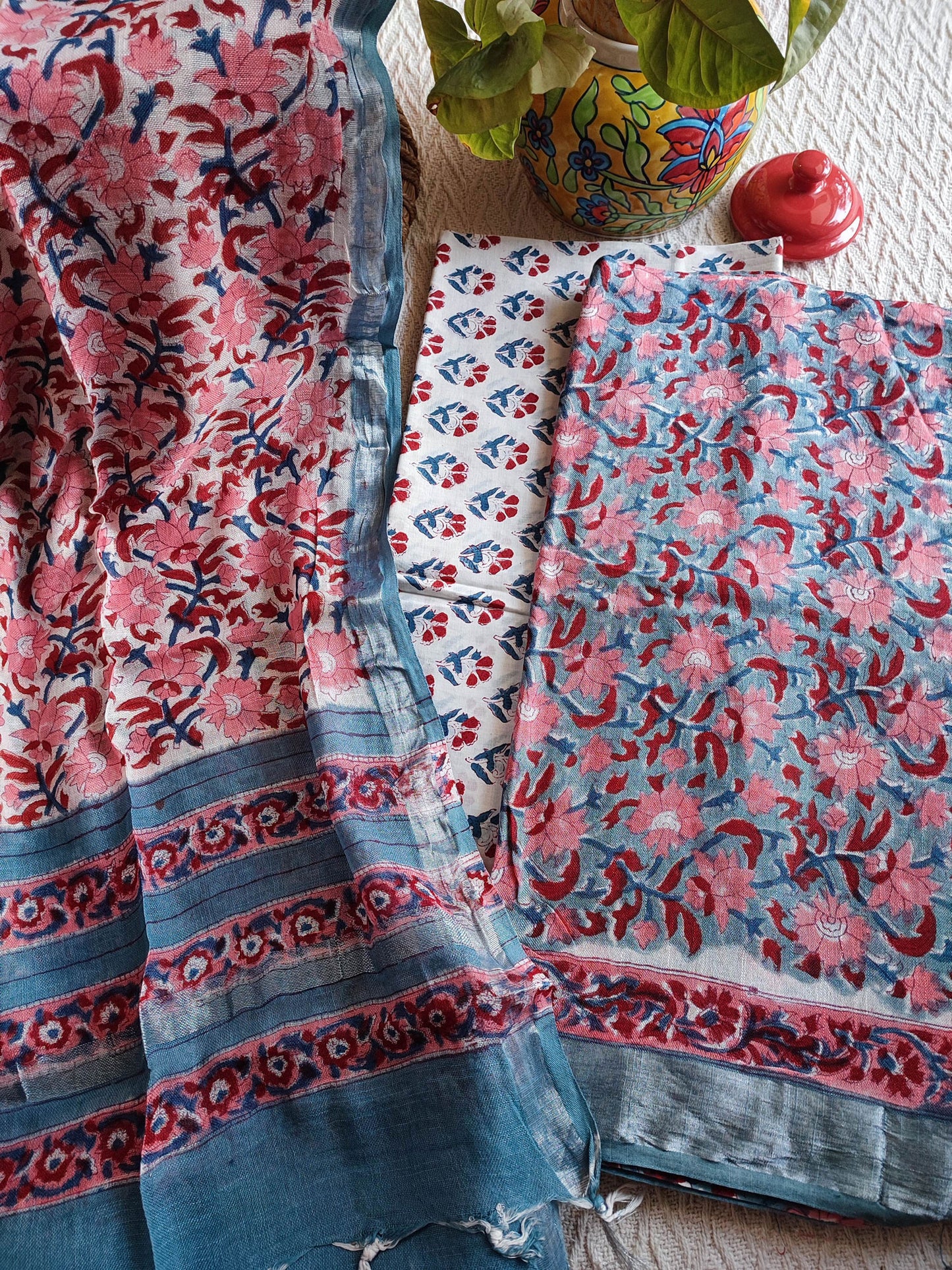 Handblock Print linen Cotton Suit