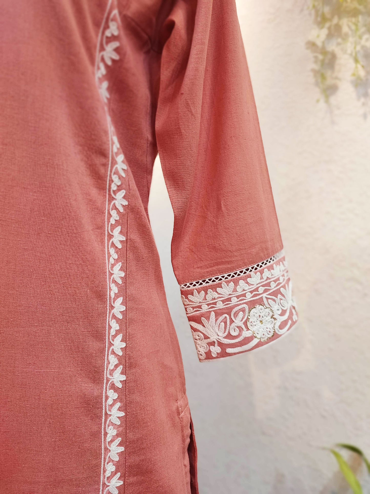 Pure Cotton Peach kurta pants set