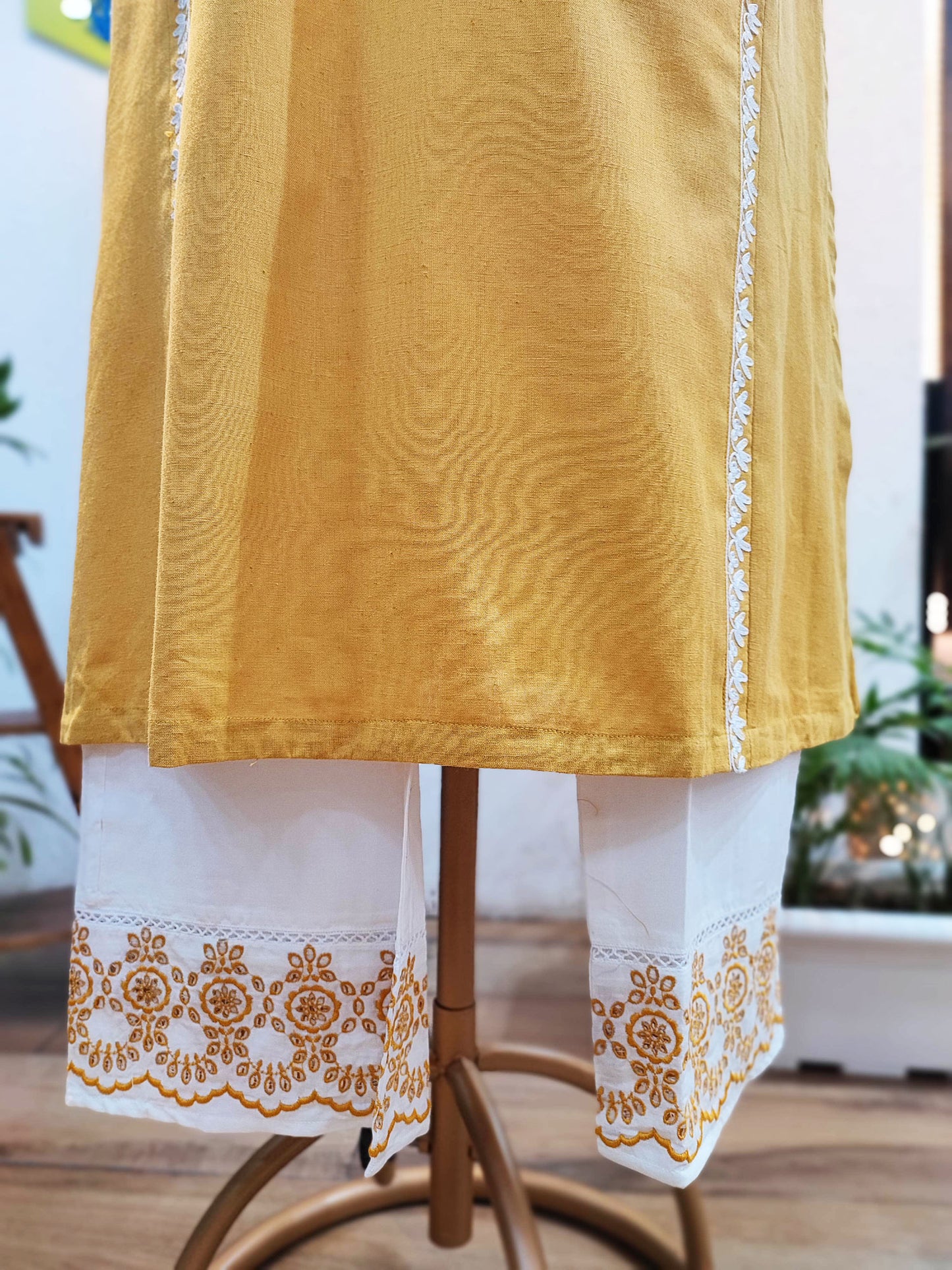 Pure Cotton Yellow kurta pants set