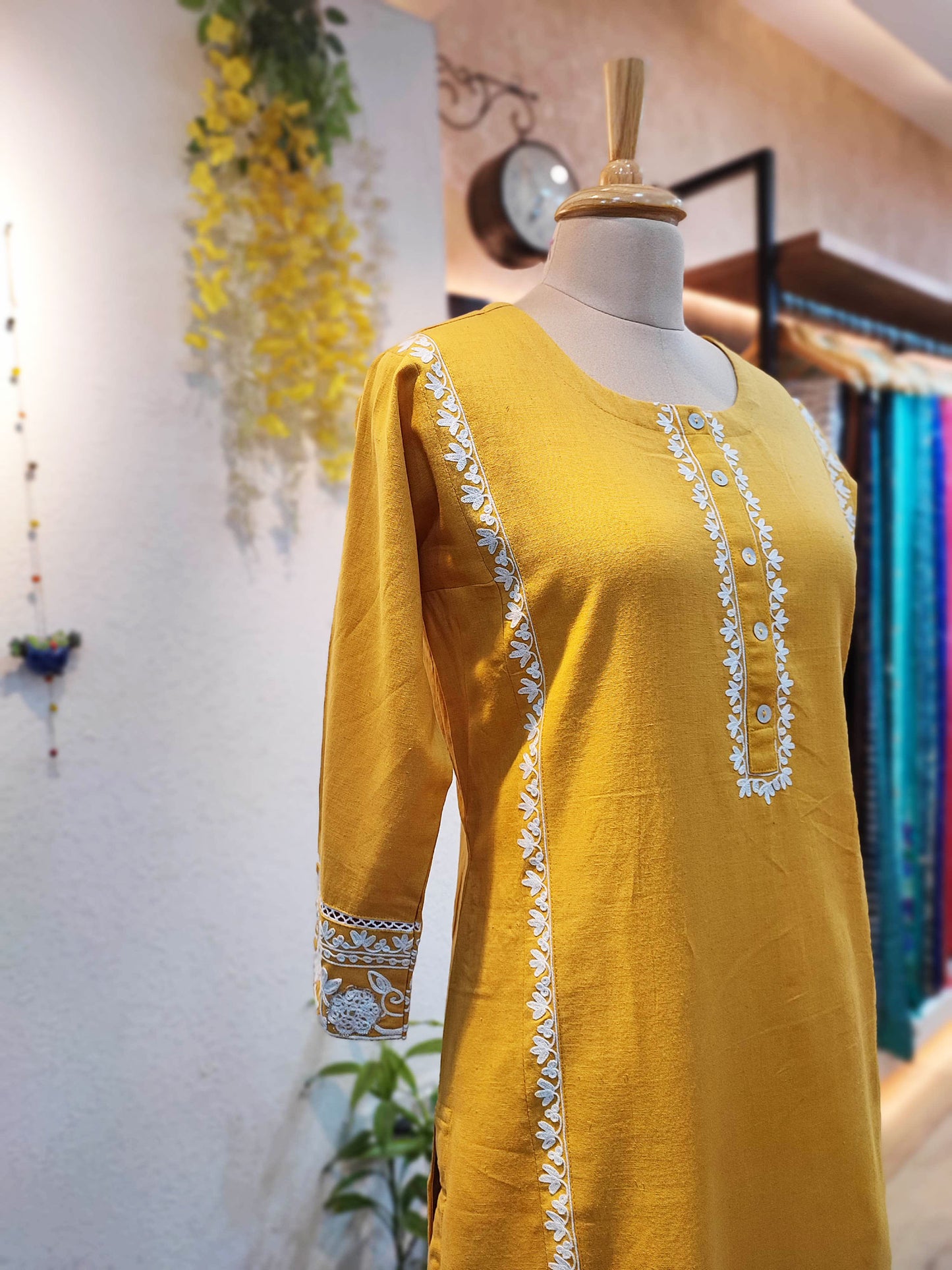Pure Cotton Yellow kurta pants set