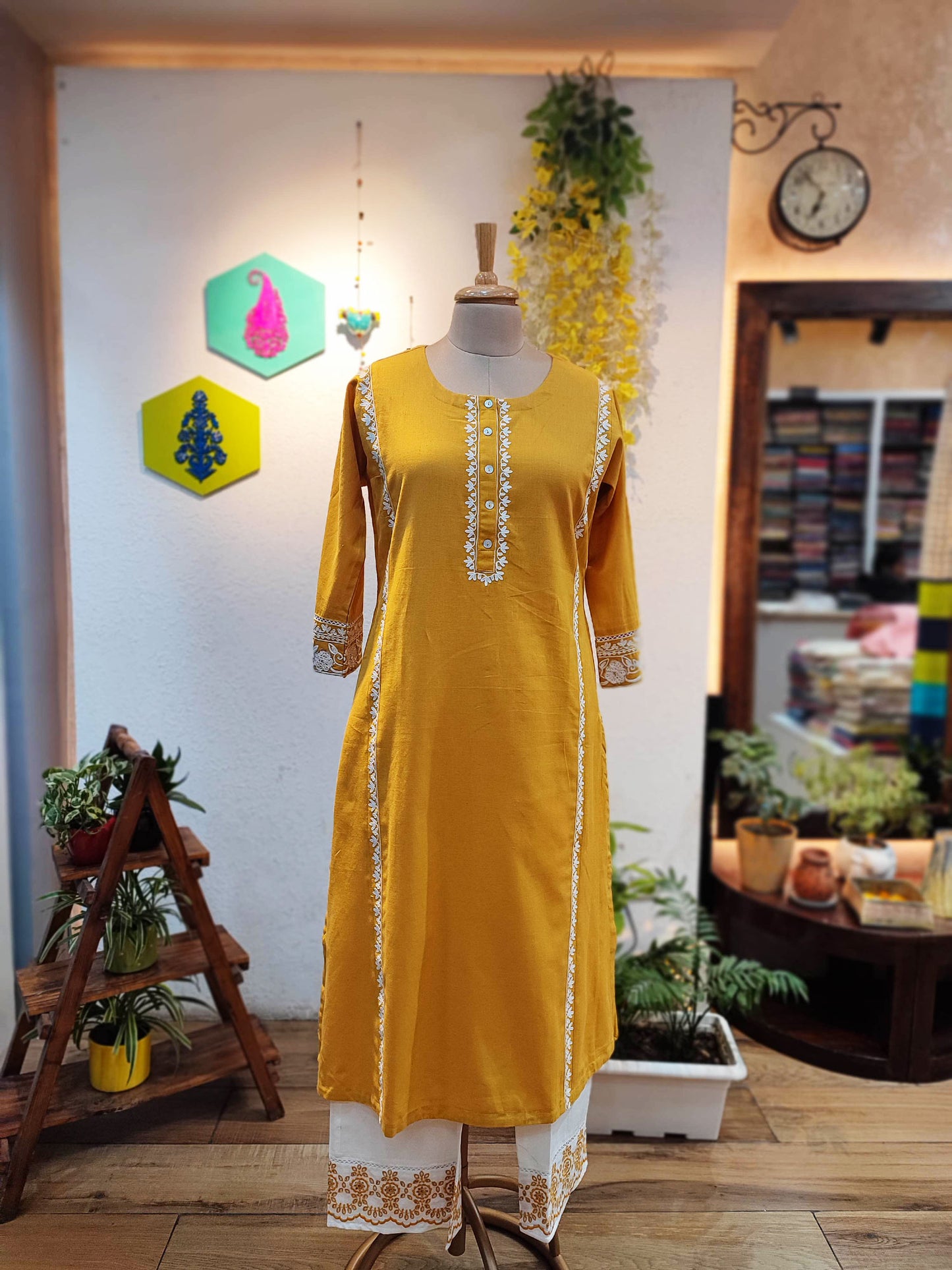 Pure Cotton Yellow kurta pants set