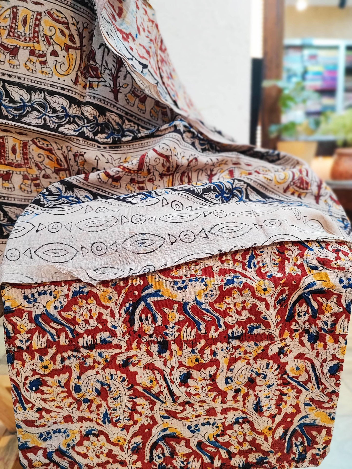 Ikkat Suit with Kalamkari Cotton Pant and Dupatta