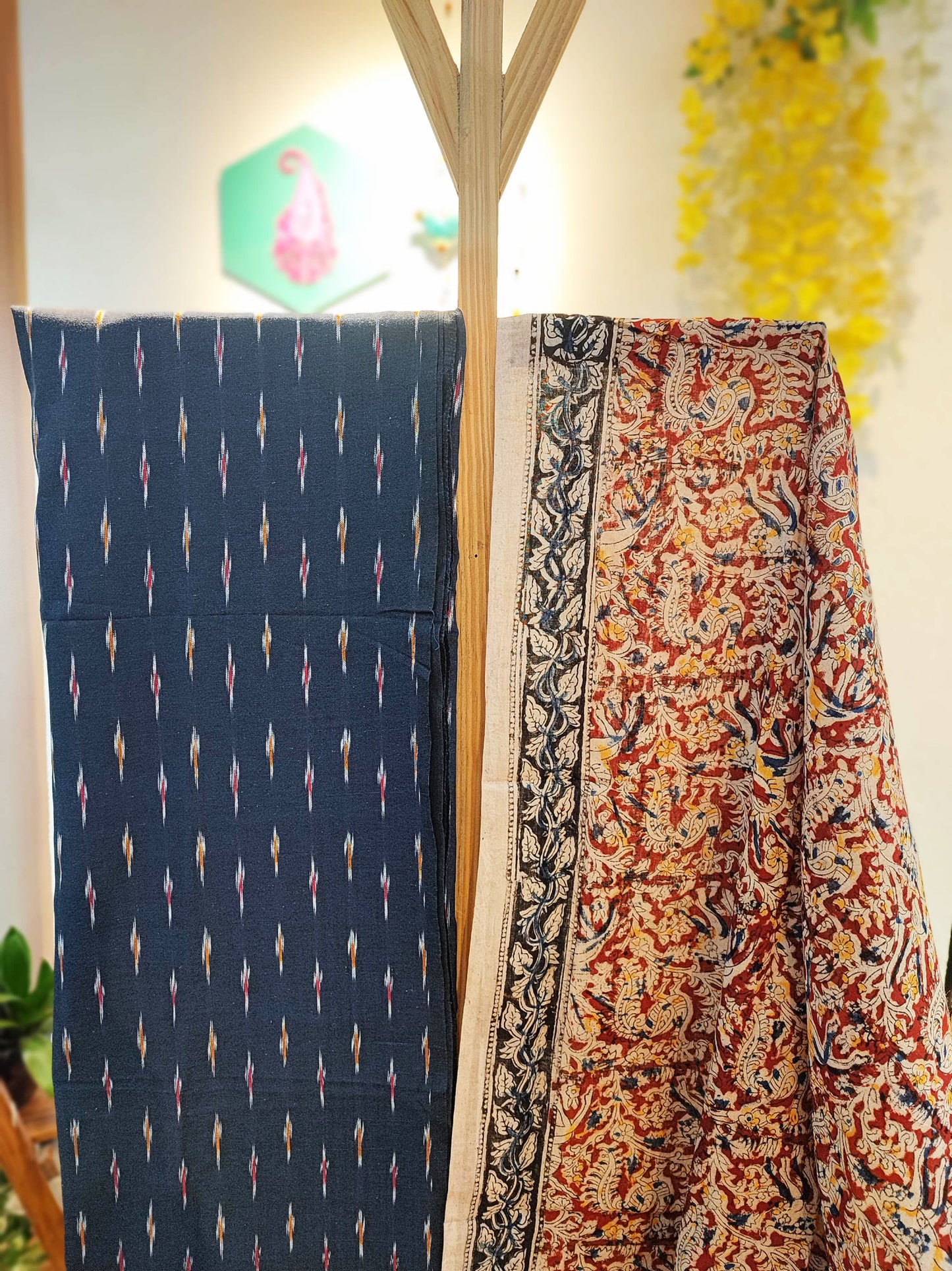 Ikkat Suit with Kalamkari Cotton Pant and Dupatta