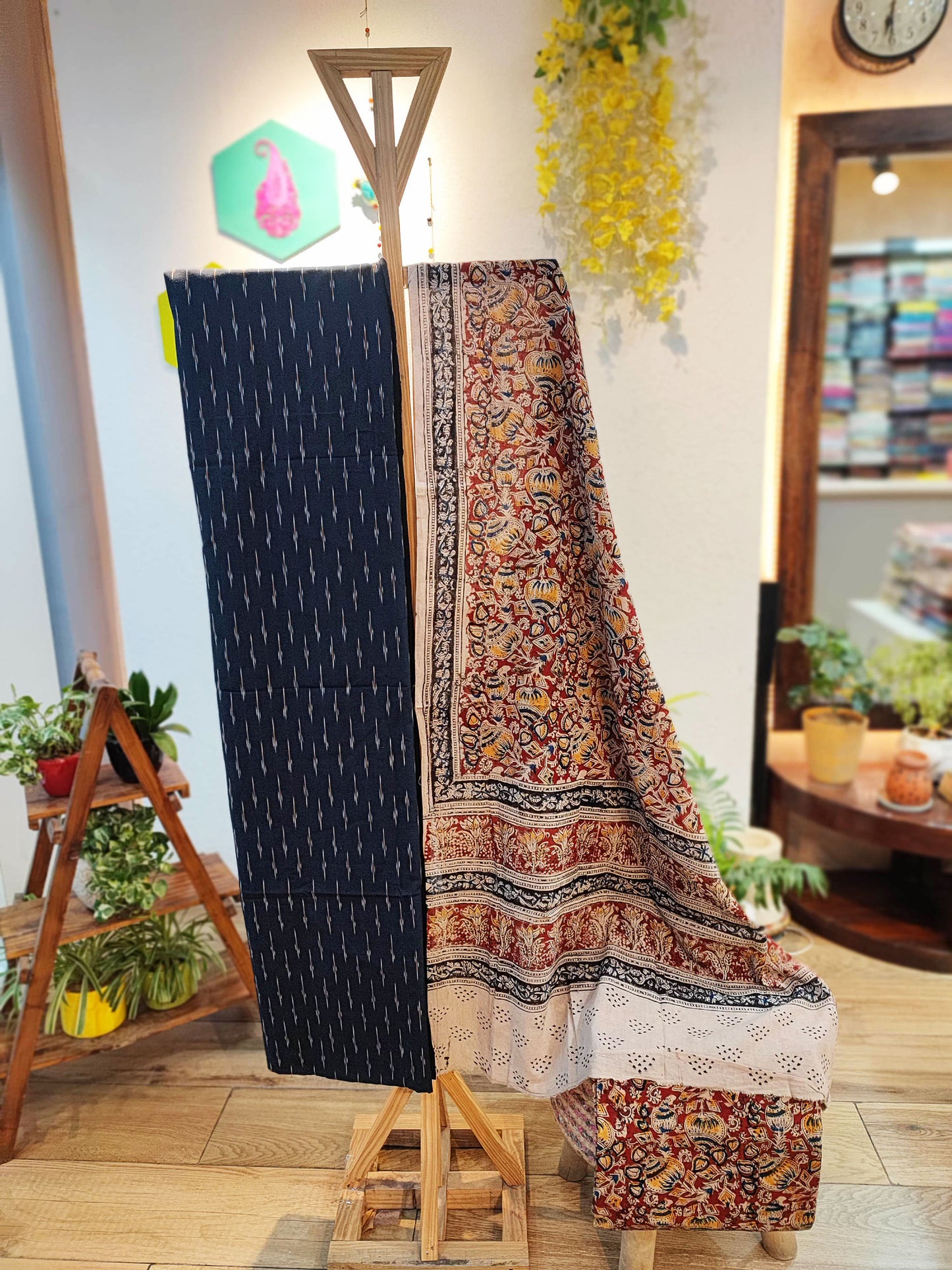 Ikkat Suit with Kalamkari Cotton Pant and Dupatta