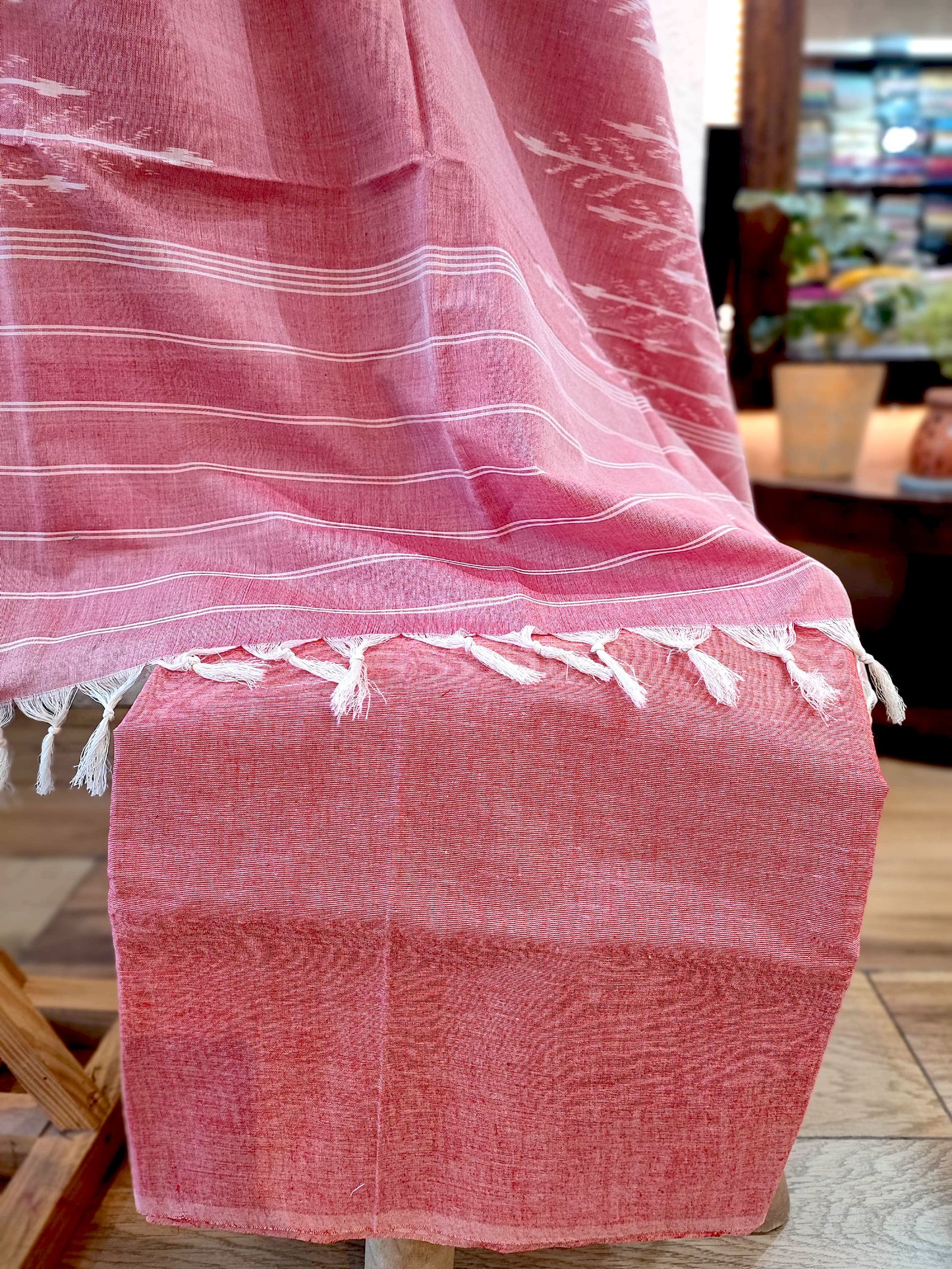 Bubblegum Pink & Pine Green Cotton Handloom Ikkat Suit Set