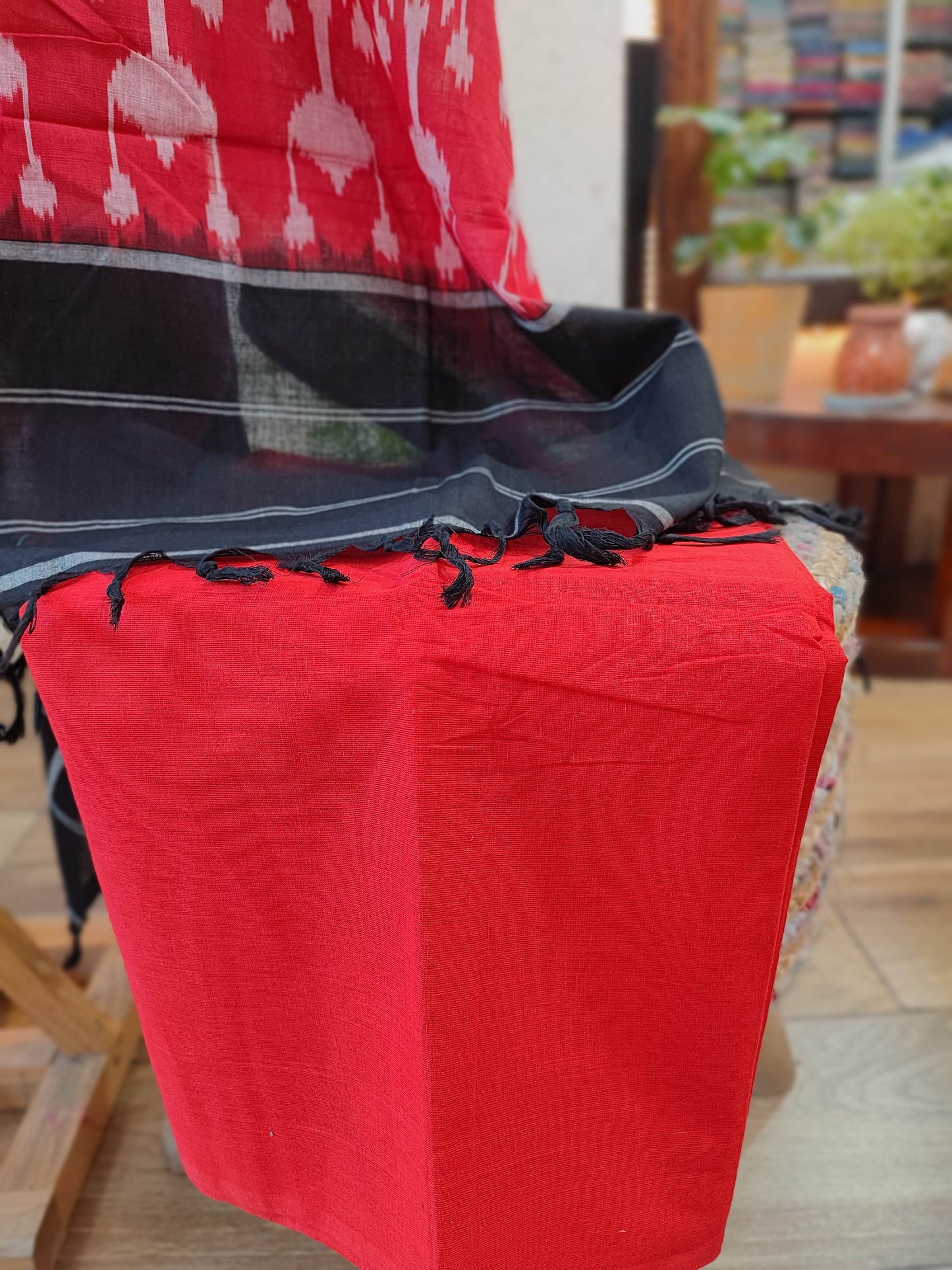 Scarlet & Black Cotton Handloom Ikkat Suit Set
