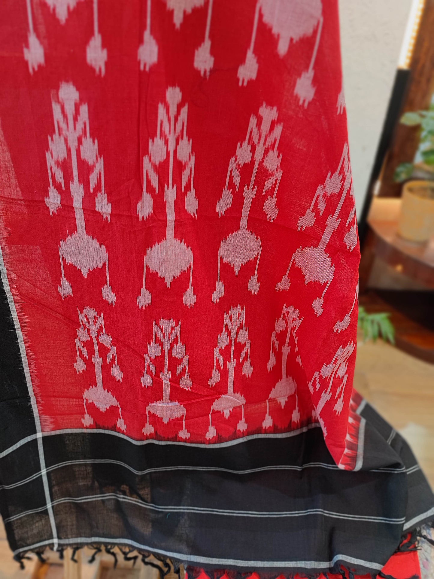 Scarlet & Black Cotton Handloom Ikkat Suit Set