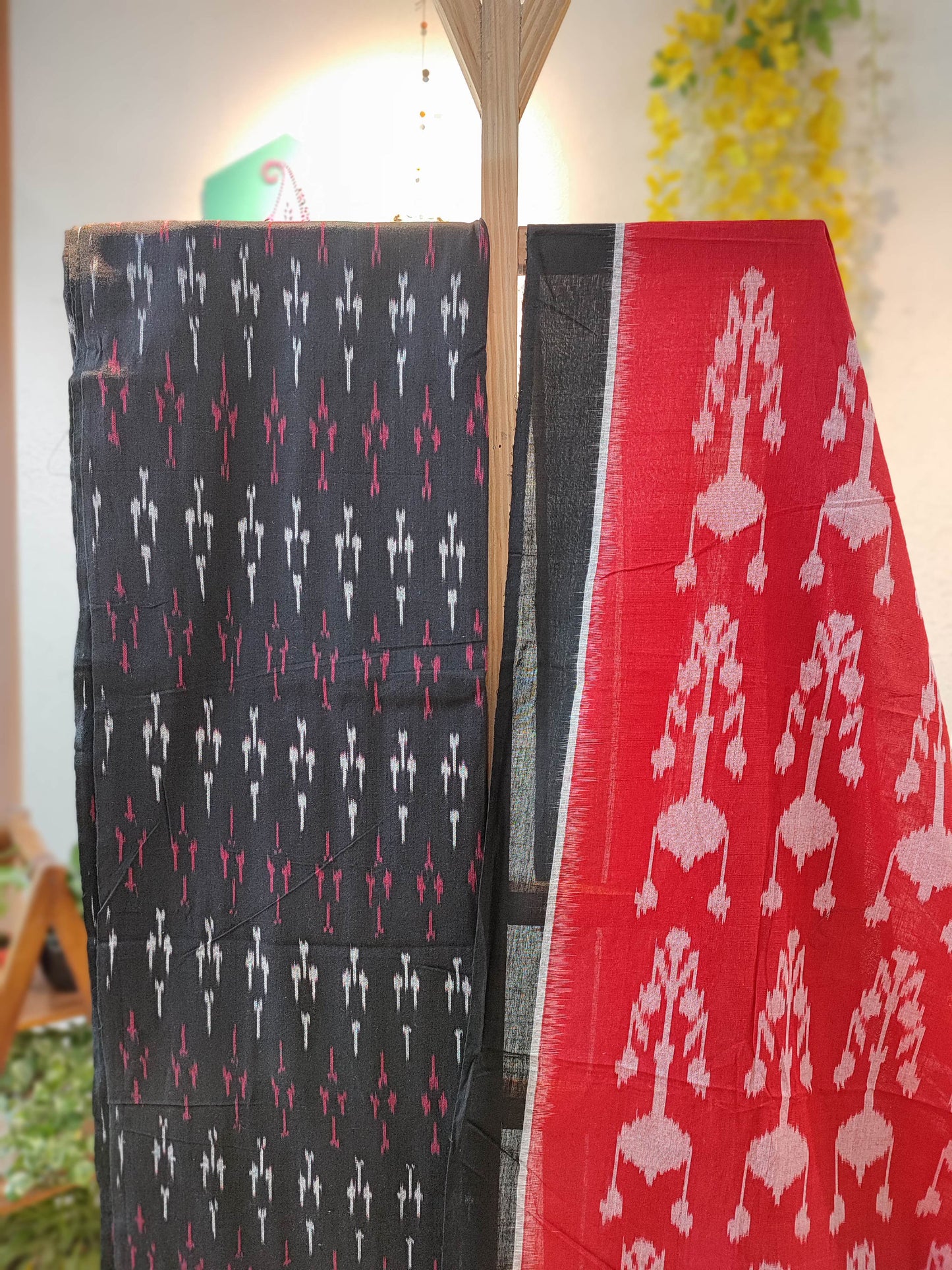 Scarlet & Black Cotton Handloom Ikkat Suit Set