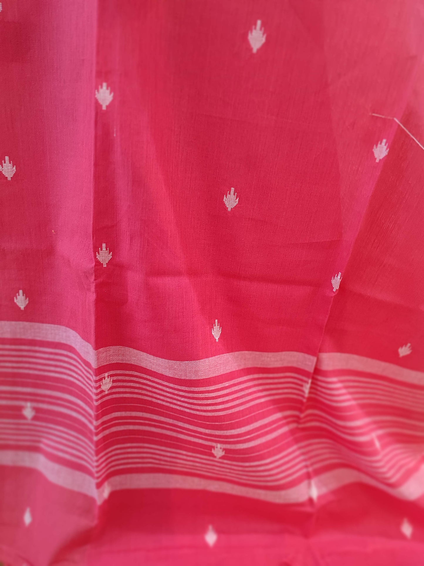 Coral Pink Handloom Pure Cotton Suit with Diamond and Buta Weave