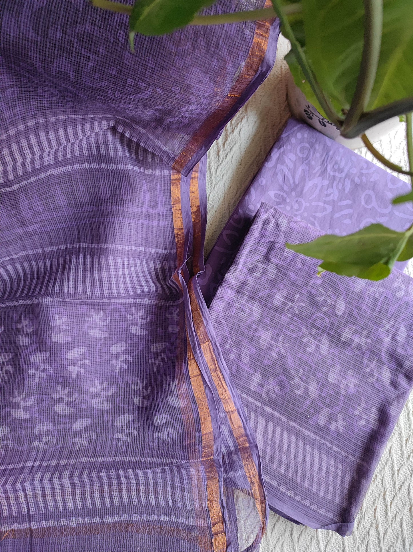 Purple Floral Printed Kota Suit Set with Dupatta