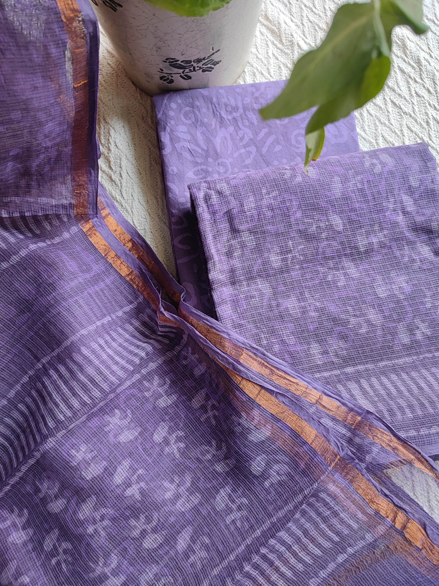Purple Floral Printed Kota Suit Set with Dupatta